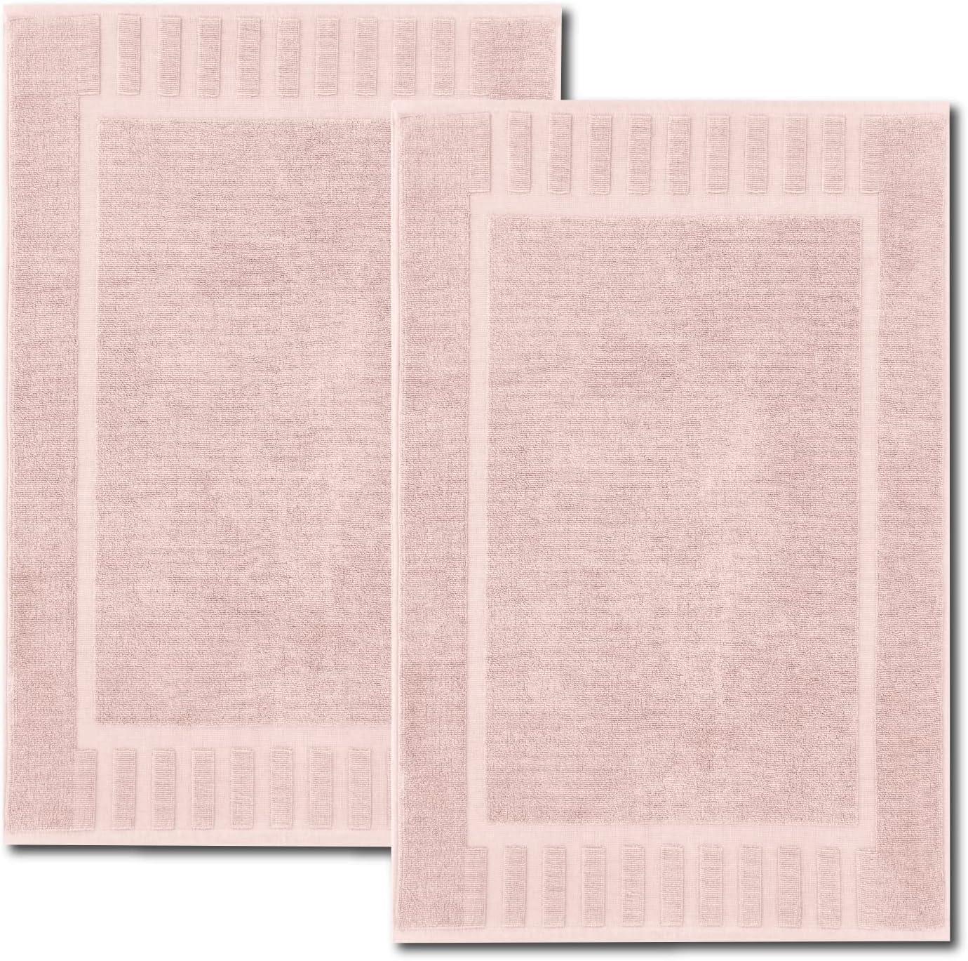 White Classic Cotton Bath Mat Floor Towel [Not a Rug] 2-Pack - 22x34" Pink