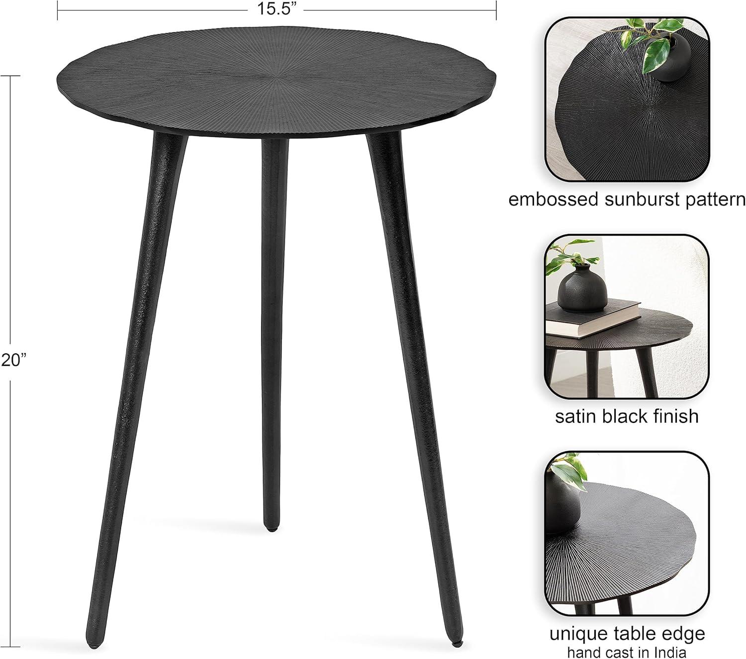 Black Aluminum Round Side Table with Tapered Legs