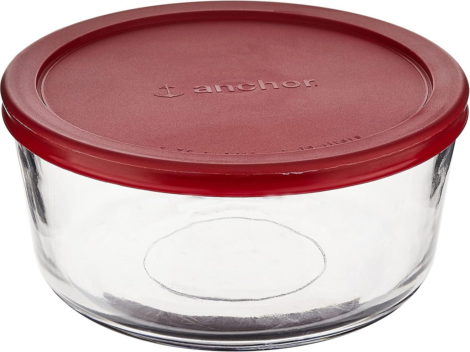 7-Cup Glass Meal Prep Canisters with Red Lids, Set of 4