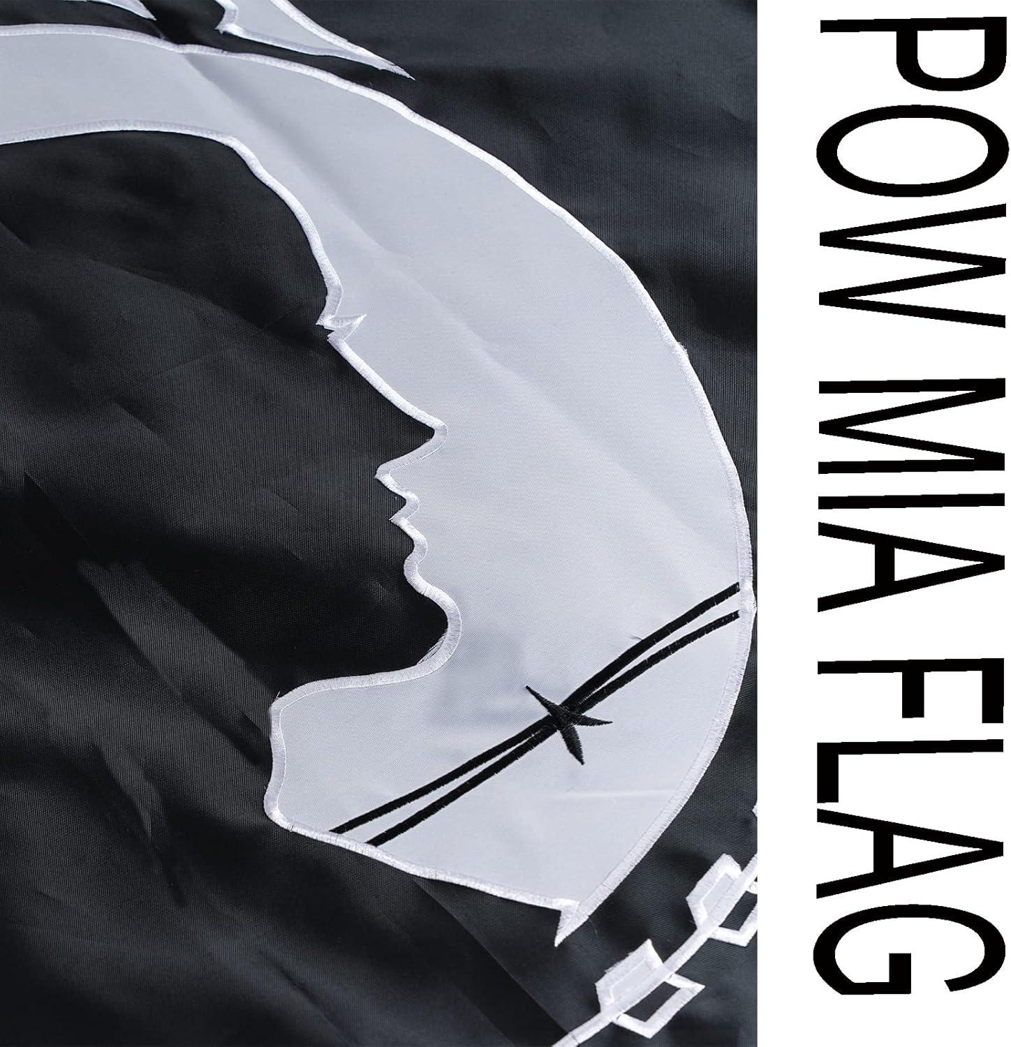 POW MIA 3x5 Nylon Flag - Double Sided and Embroidered - All Weather, Durable, Outdoor Nylon Flag - Front Line Flags