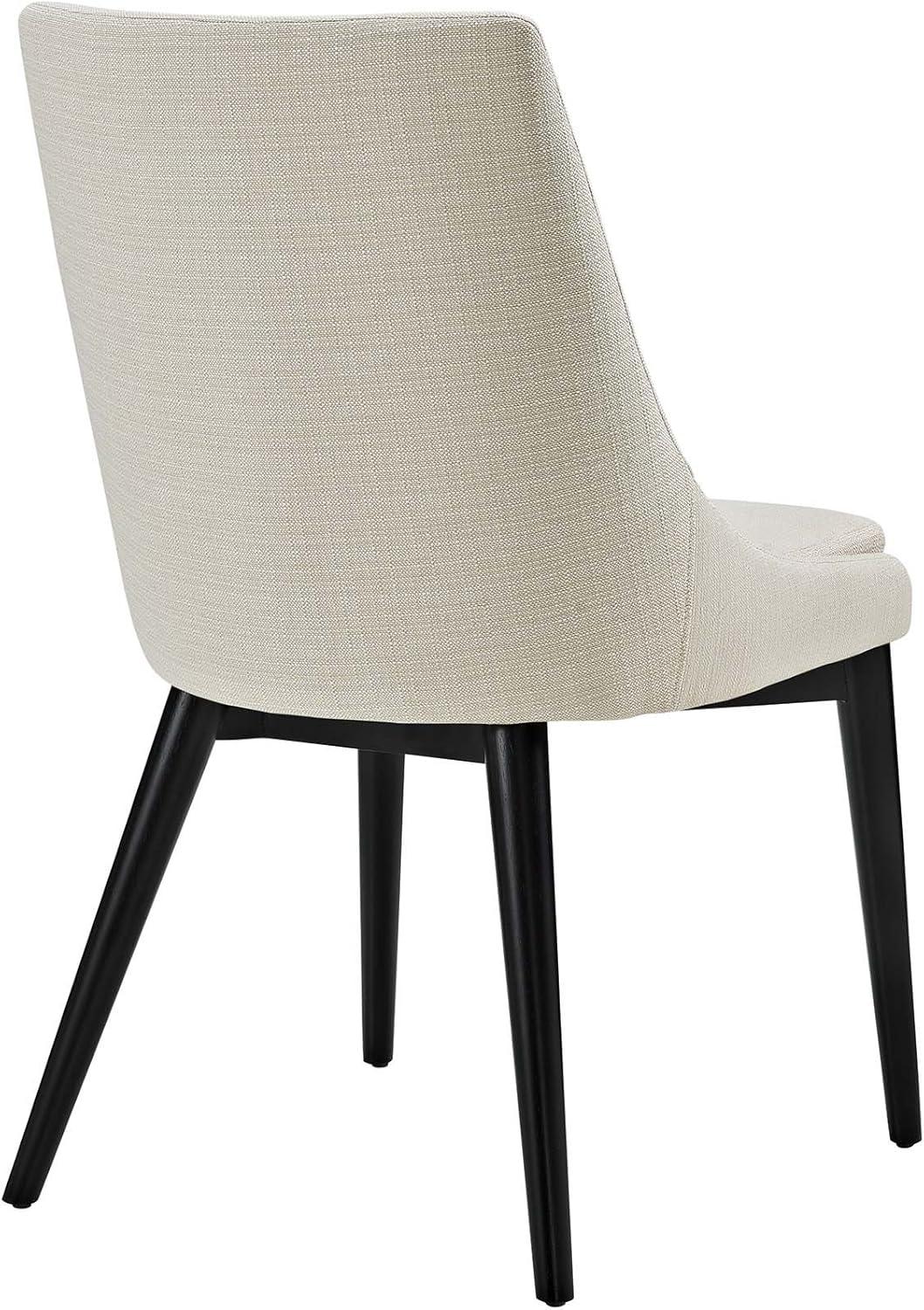 Cream Upholstered Parsons Dining Chair with Tapered Wood Legs