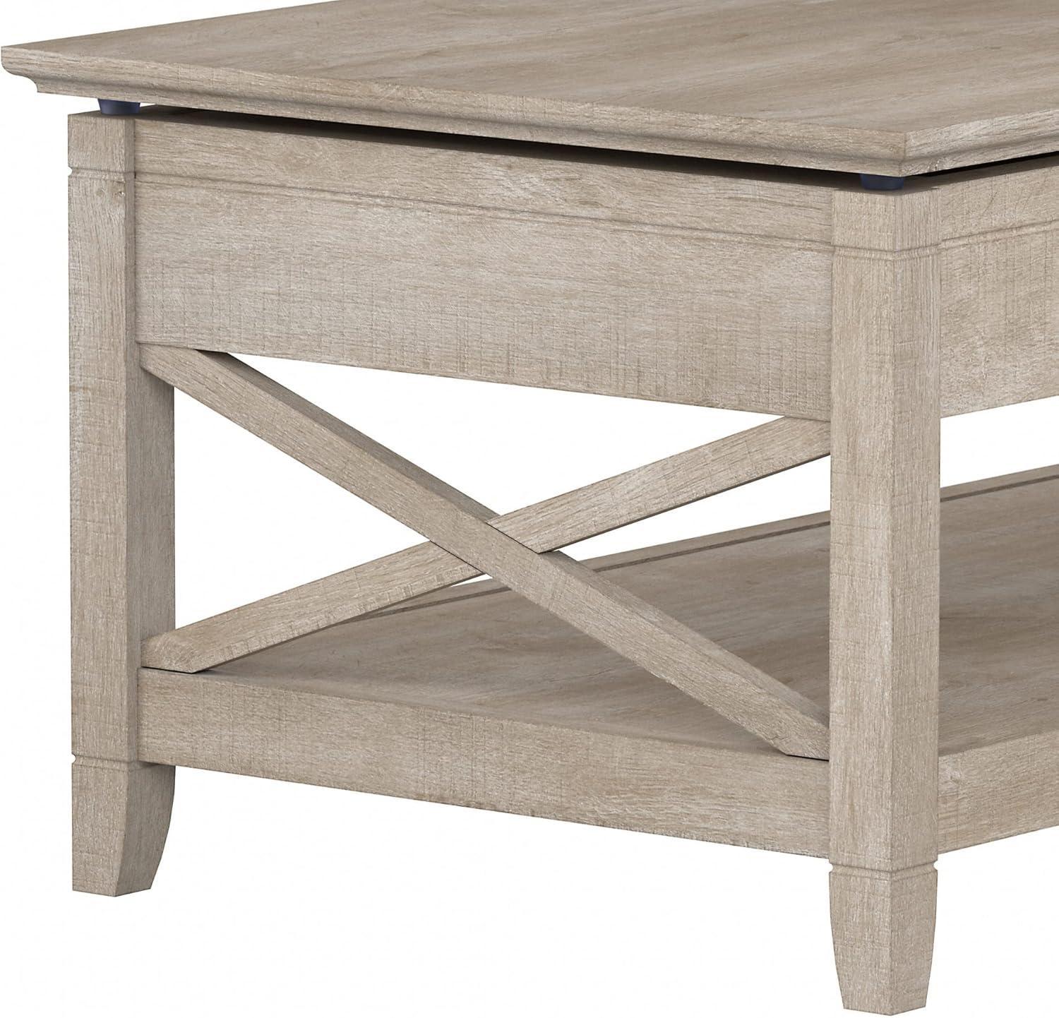 Bush Furniture Key West Lift Top Coffee Table Desk, Washed Gray