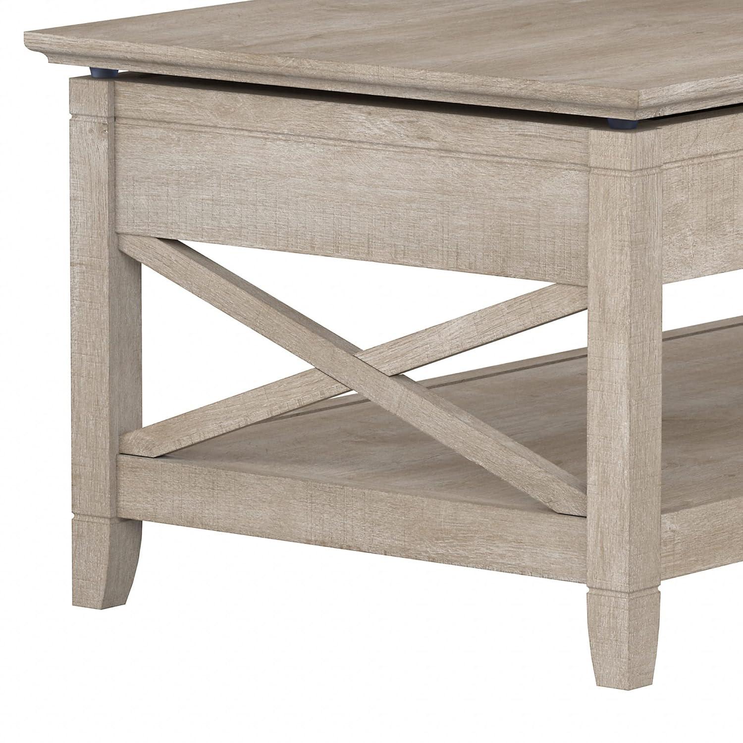 Bush Furniture Key West Lift Top Coffee Table Desk, Washed Gray