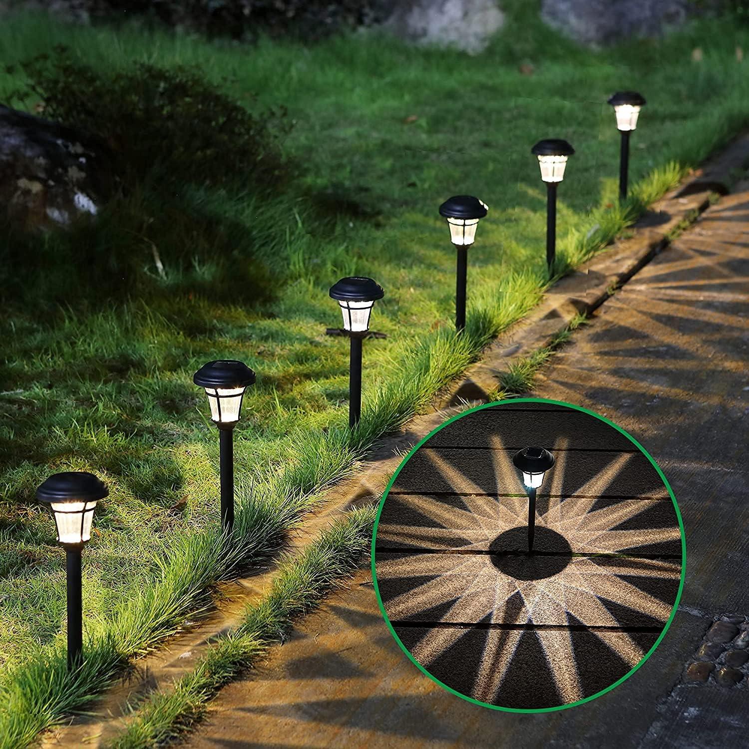 Black Solar Powered LED Pathway Light Set of 8