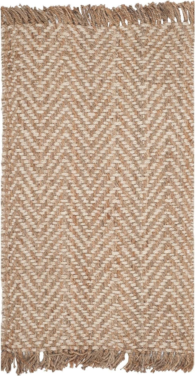 SAFAVIEH Natural Fiber Gillian Chevron Jute Area Rug, Bleach/Natural, 9' x 12'