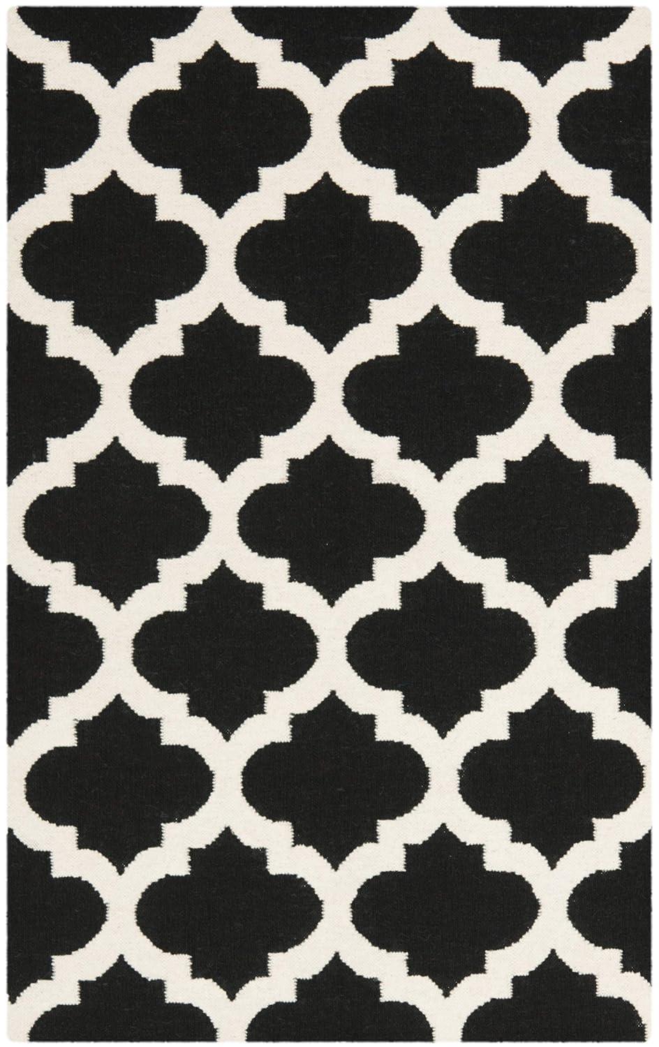 SAFAVIEH Dhurries Aditya Geometric Area Rug, Black/Ivory, 3' x 5'