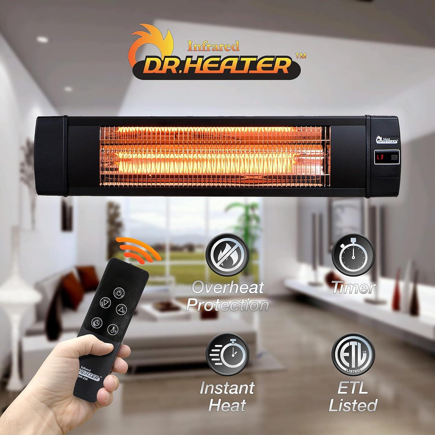 Dr. Infrared DR-238 1500W Carbon Infrared Indoor Outdoor Wall or Ceiling Heater