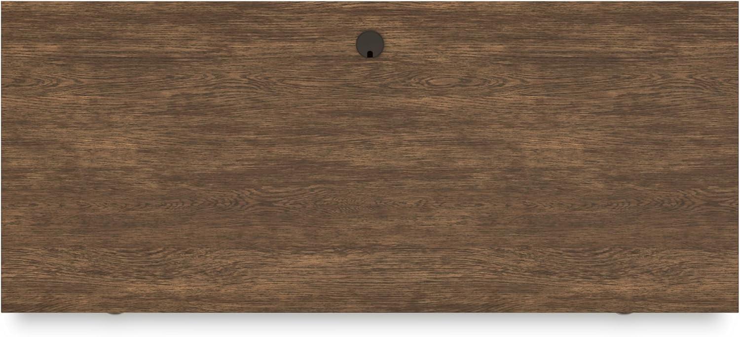 Warm Brown Oak Veneer Home Office Desk with Filing Cabinet