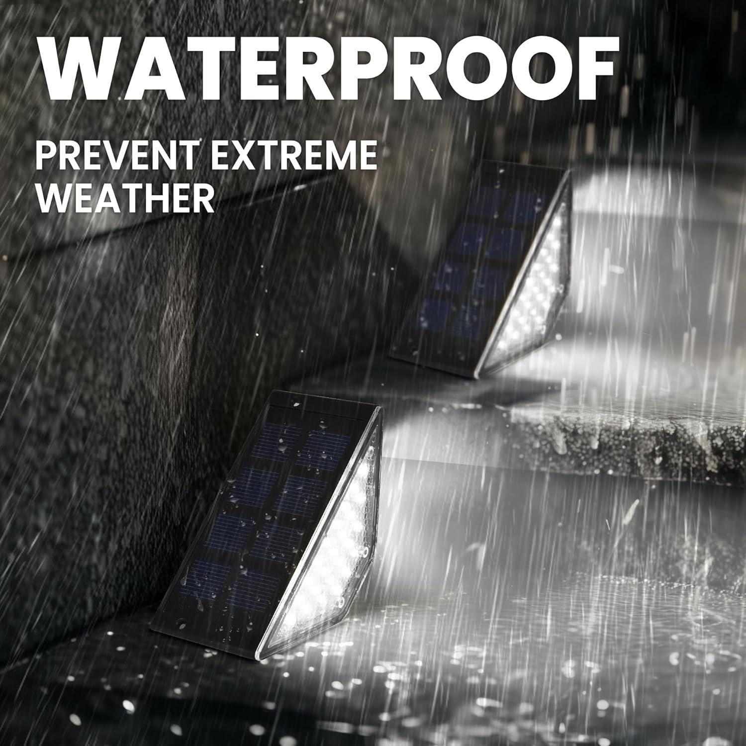 Solar Step Lights for Outside,24 LEDs Solar Stair Lights Waterproof IP65,Solar Deck Lights Outdoor for Yard, Porch, Front Door, Stair, Step, Patio, Deck(6 Pack, Warm White)