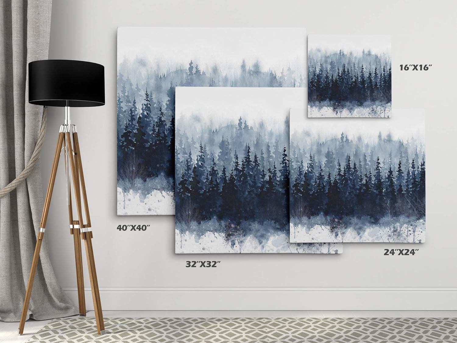 Indigo Forest Landscape Canvas Wall Art, 24x24