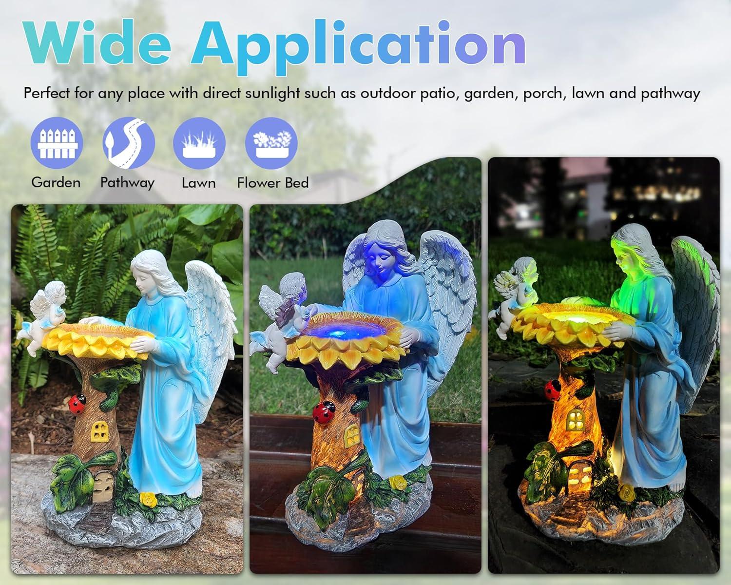 Solar Angel Garden Statue with Color Changing Light