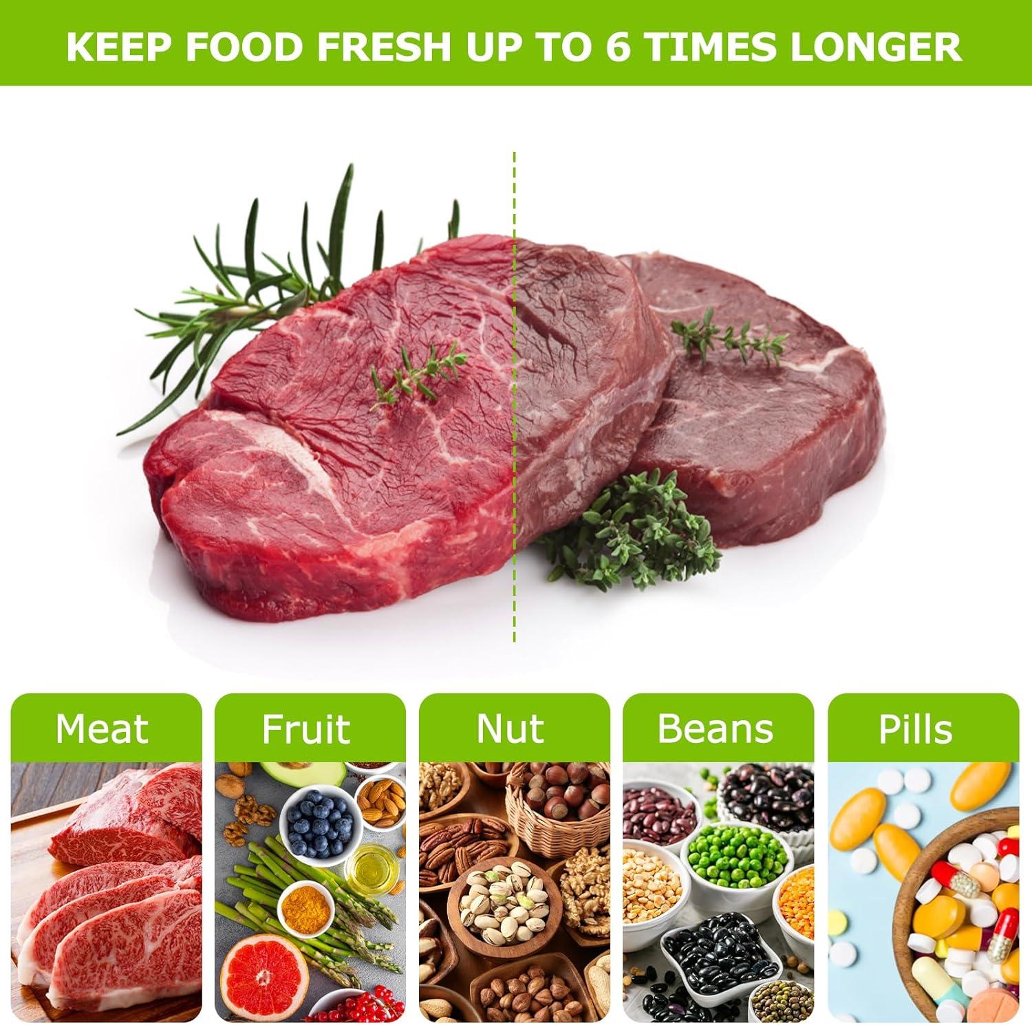 Bonsenkitchen Precut Vacuum Food Sealer Bags 100 Pint 6" x 10", BPA Free, Commercial Grade Textured, Food Storage, Sous Vide Cooking