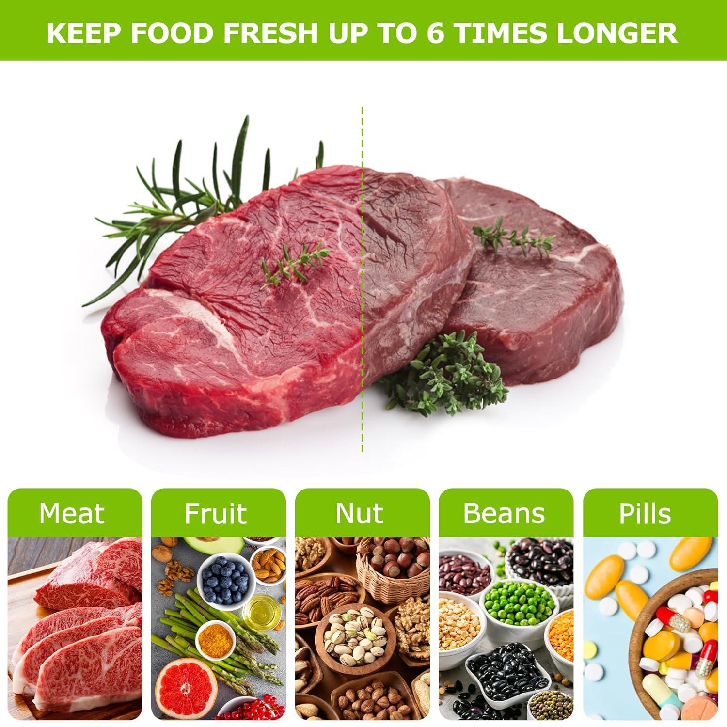 Bonsenkitchen Precut Vacuum Food Sealer Bags 100 Pint 6" x 10", BPA Free, Commercial Grade Textured, Food Storage, Sous Vide Cooking