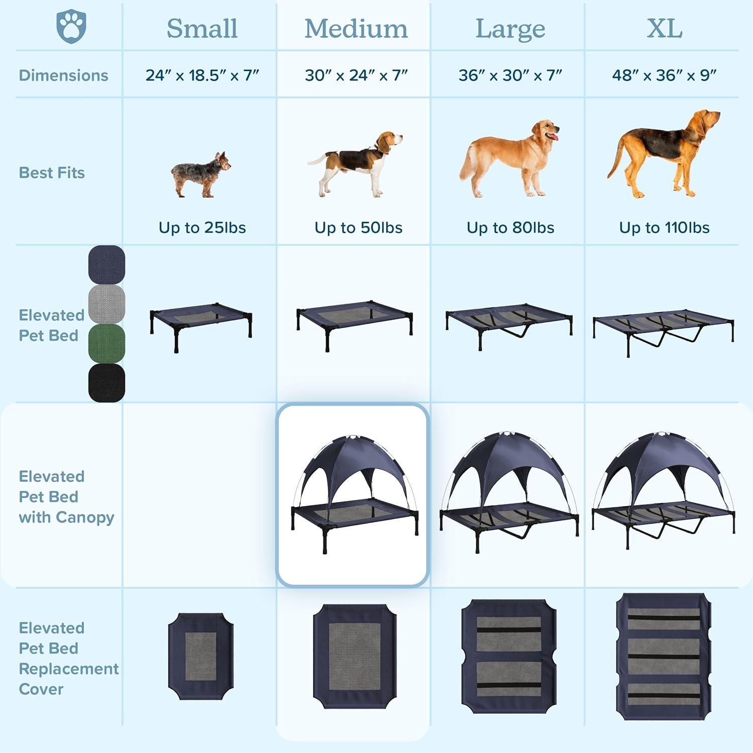 Petmaker PETMAKER 30x24 Elevated Dog Bed with Canopy