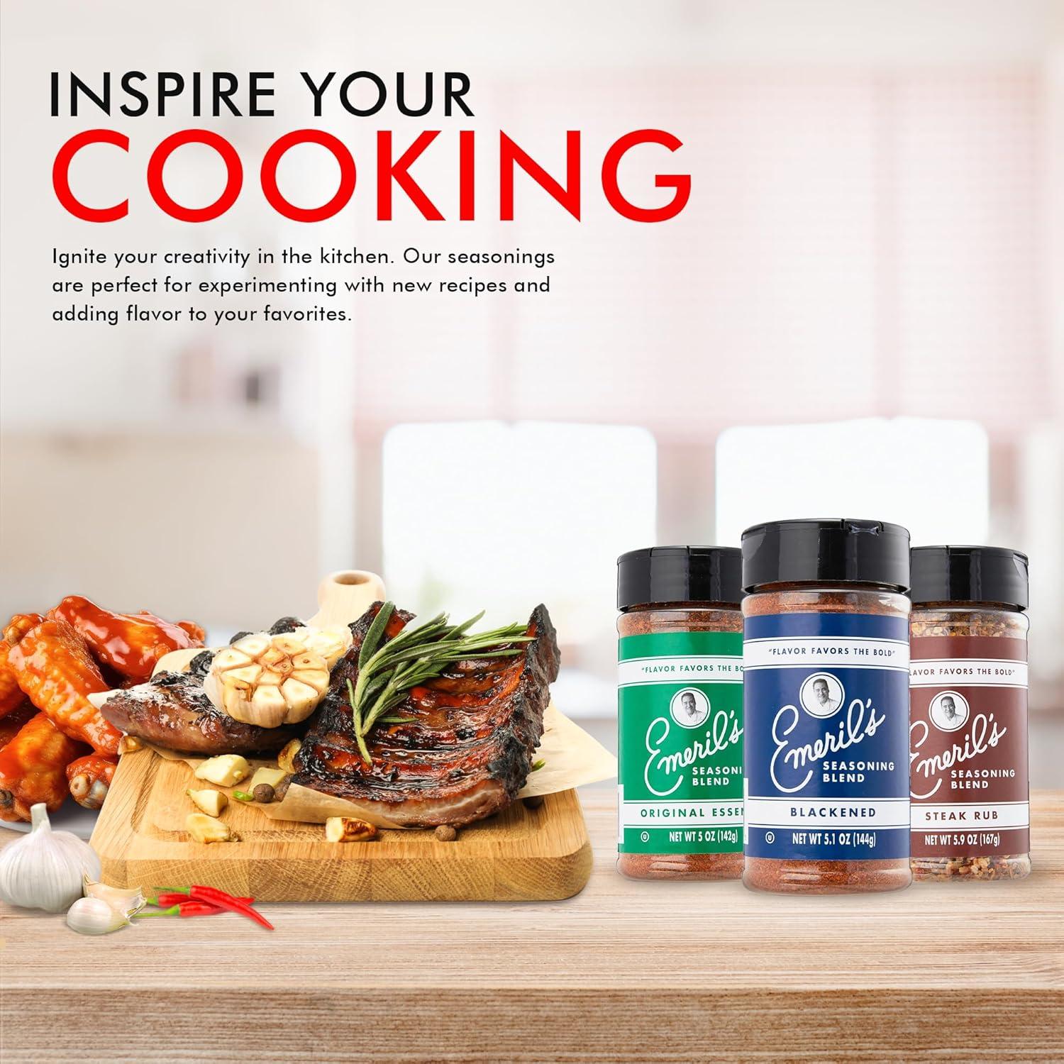 Emeril Lagasse 5 Oz, 3-Pack and 6-Pack Seasoning Blend: Original Essence, Cajun, Blackened, Chicken Rub, Steak Rub and Rib Rub (1-PK Blackened)