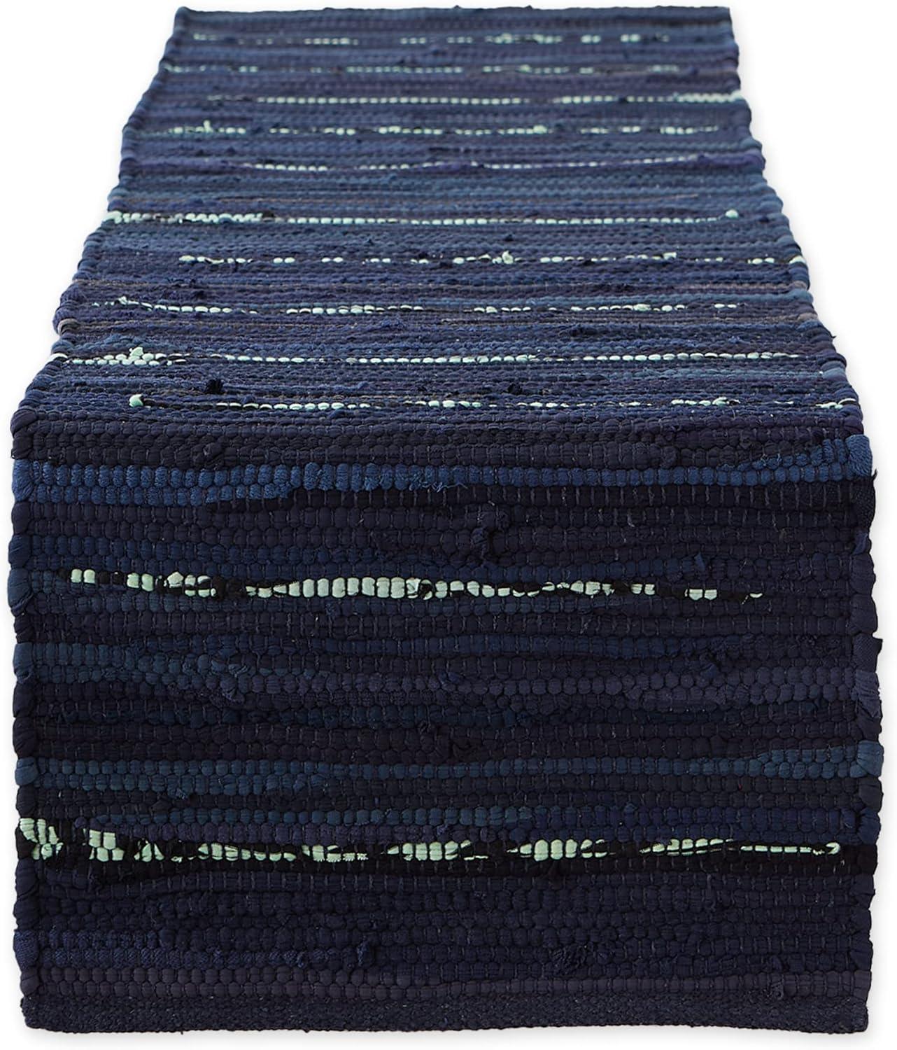 DII Multi Nautical Blue Chindi Rag Table Runner, 72 x 14", 100% Cotton