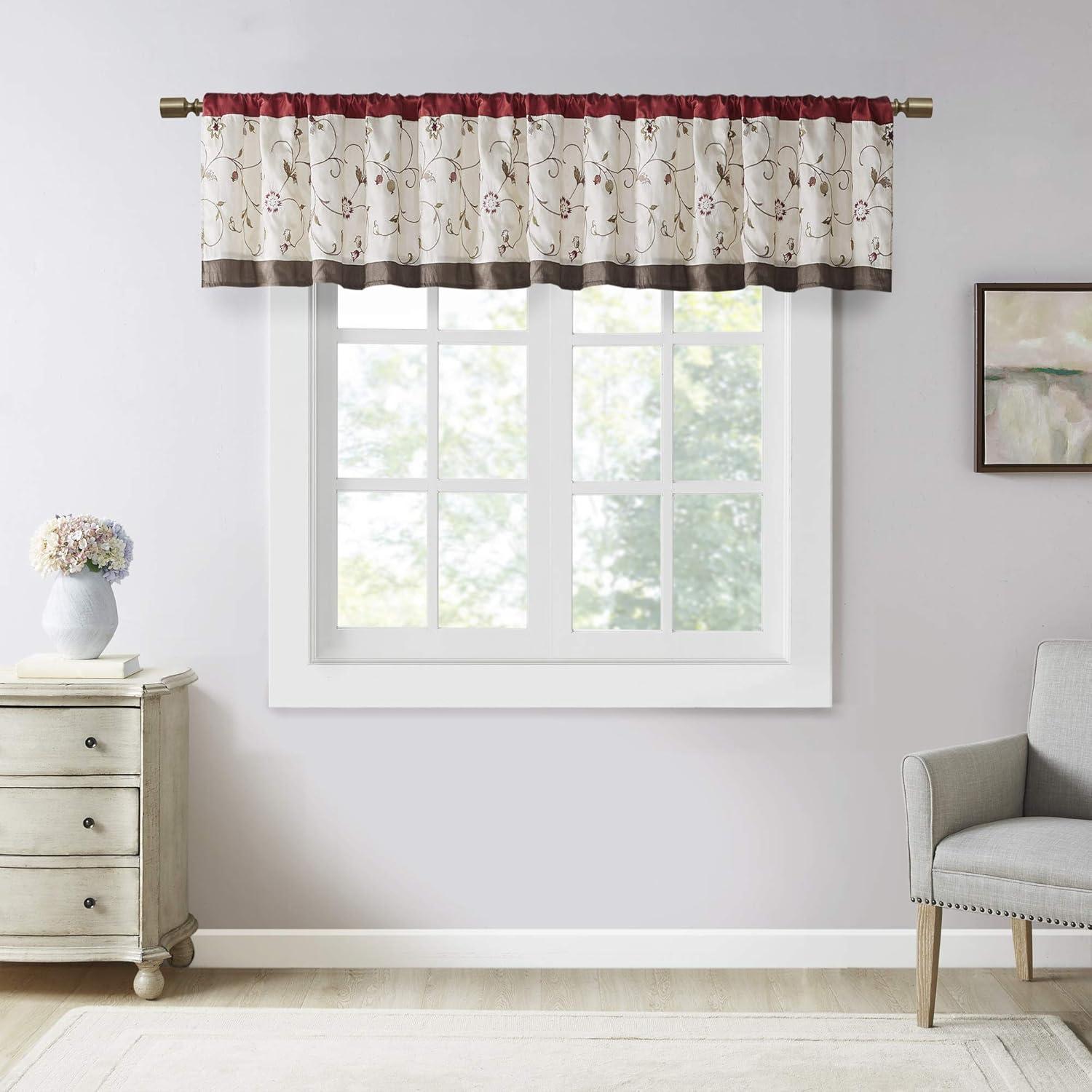 Madison Park Serene Floral Embroidered 50'' W Single Window Valance