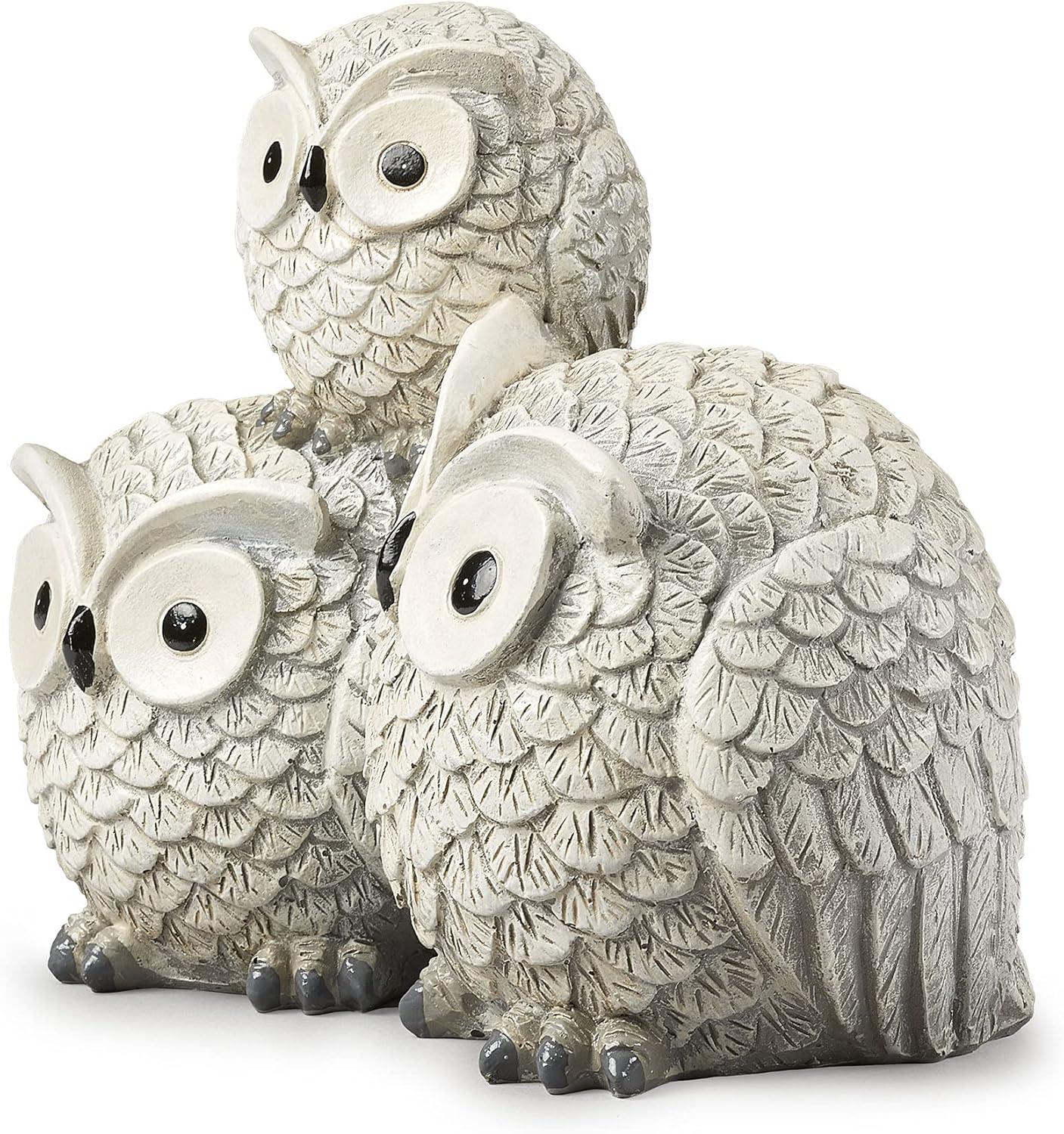 Gray Resin Stacked Owl Garden Statue