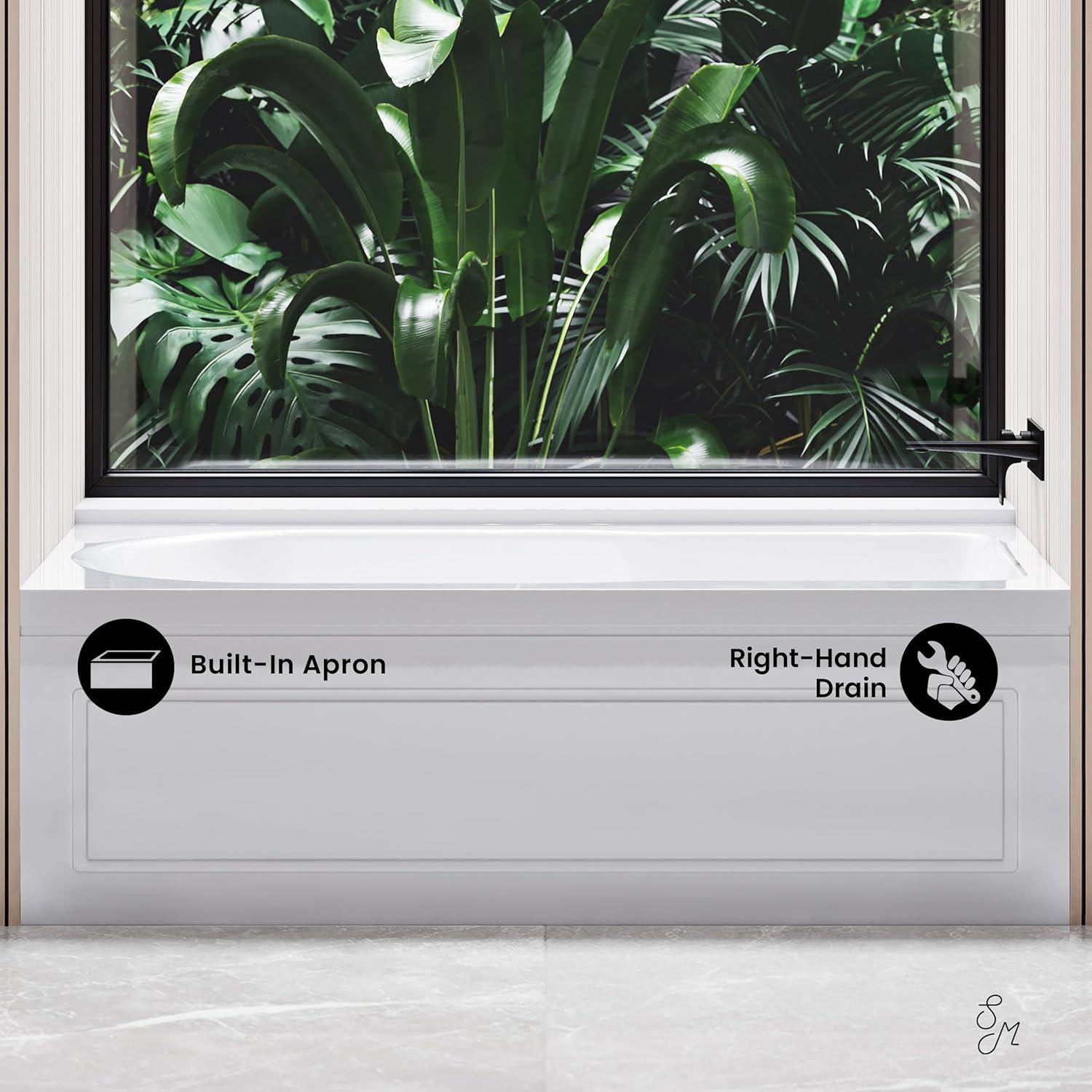 Concorde 60" x 32" Acrylic Glossy White, Alcove, Integral, Apron Bathtub