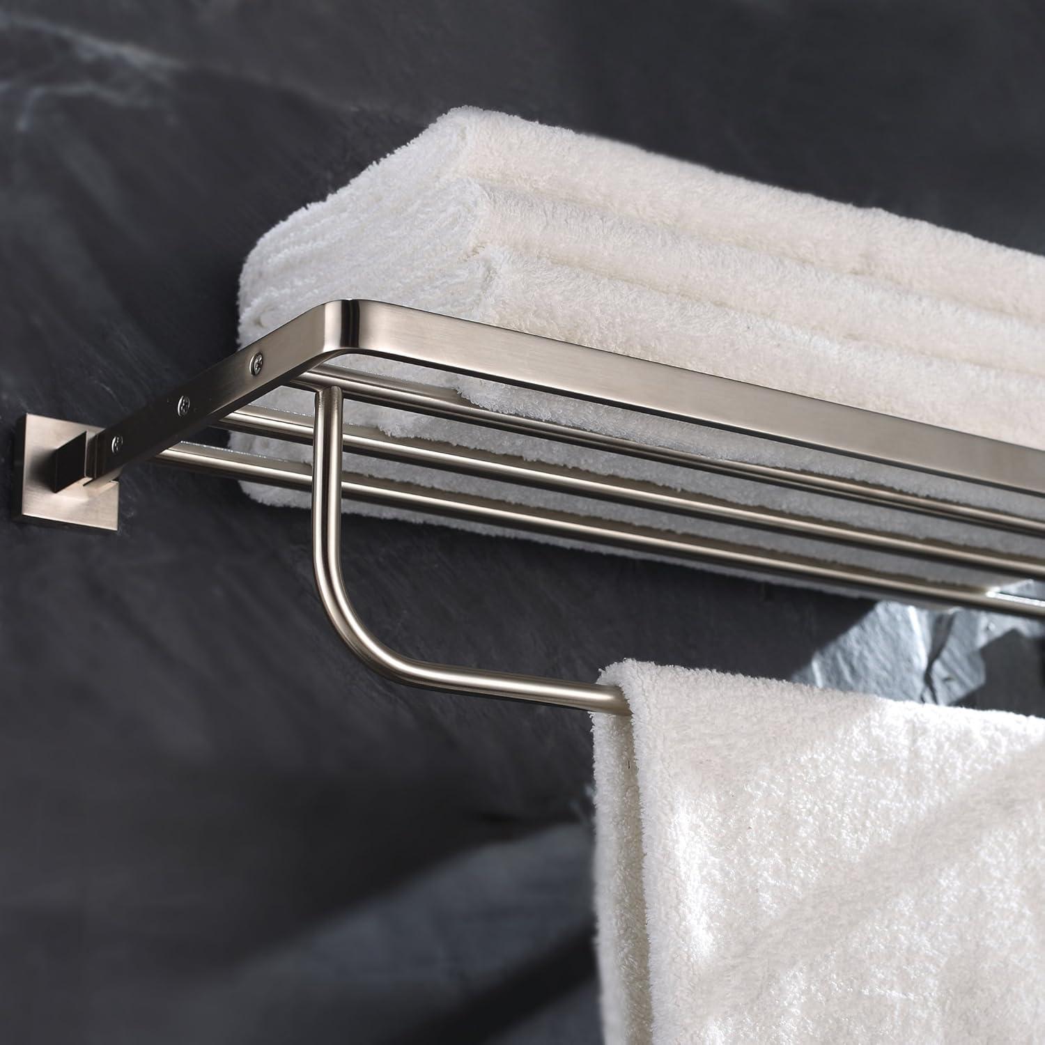 Aura 23'' Brushed Nickel Modern Wall-Mounted Towel Rack