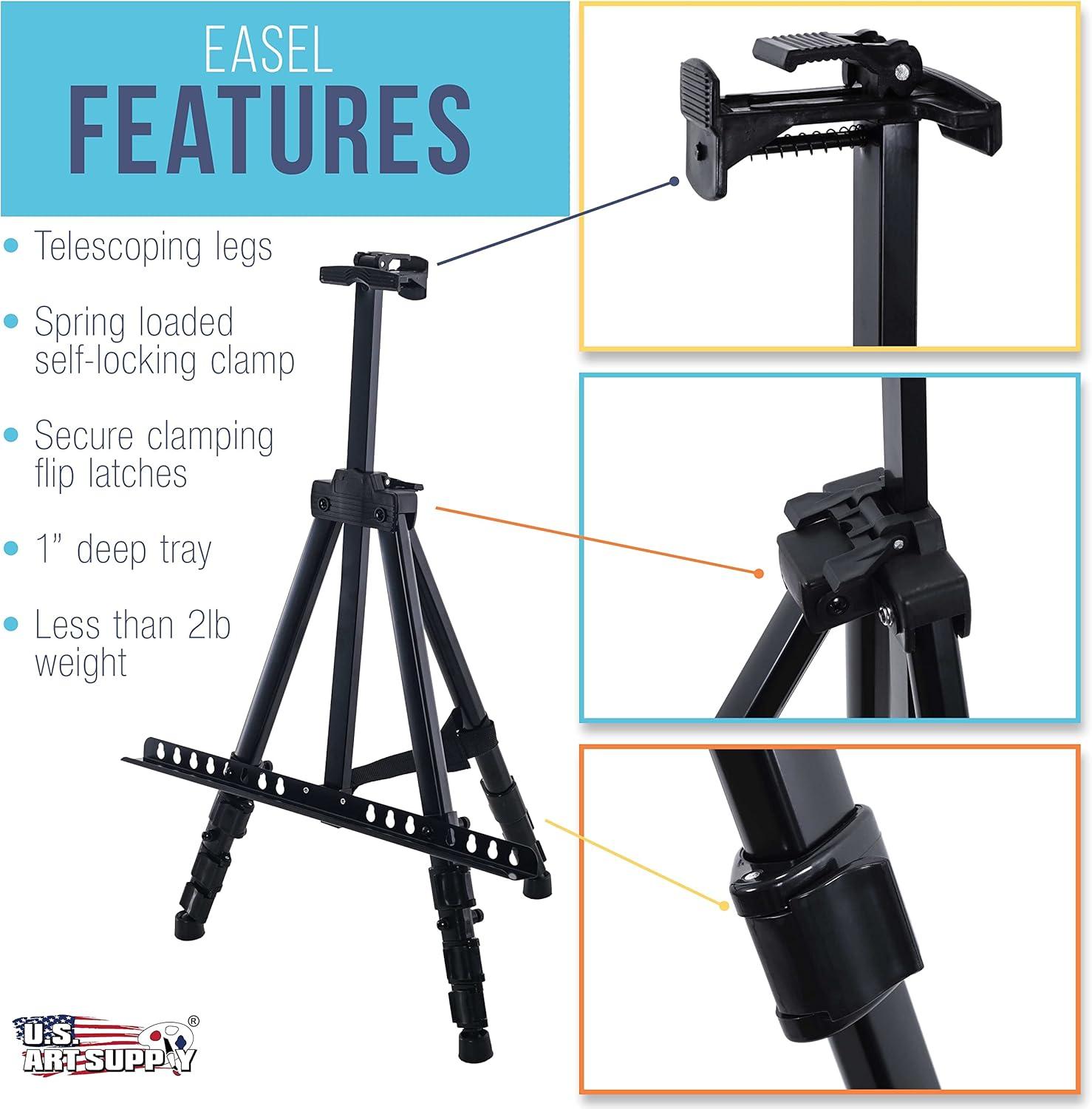 Pismo 66" Black Aluminum Adjustable Tripod Artist Easel