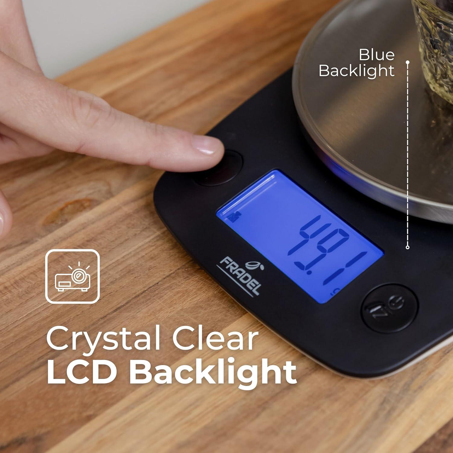 Fradel 0.1g Digital Kitchen Food Scale in Grams & Ounces - 11lb, for Cooking, Baking, Weight Loss - Square