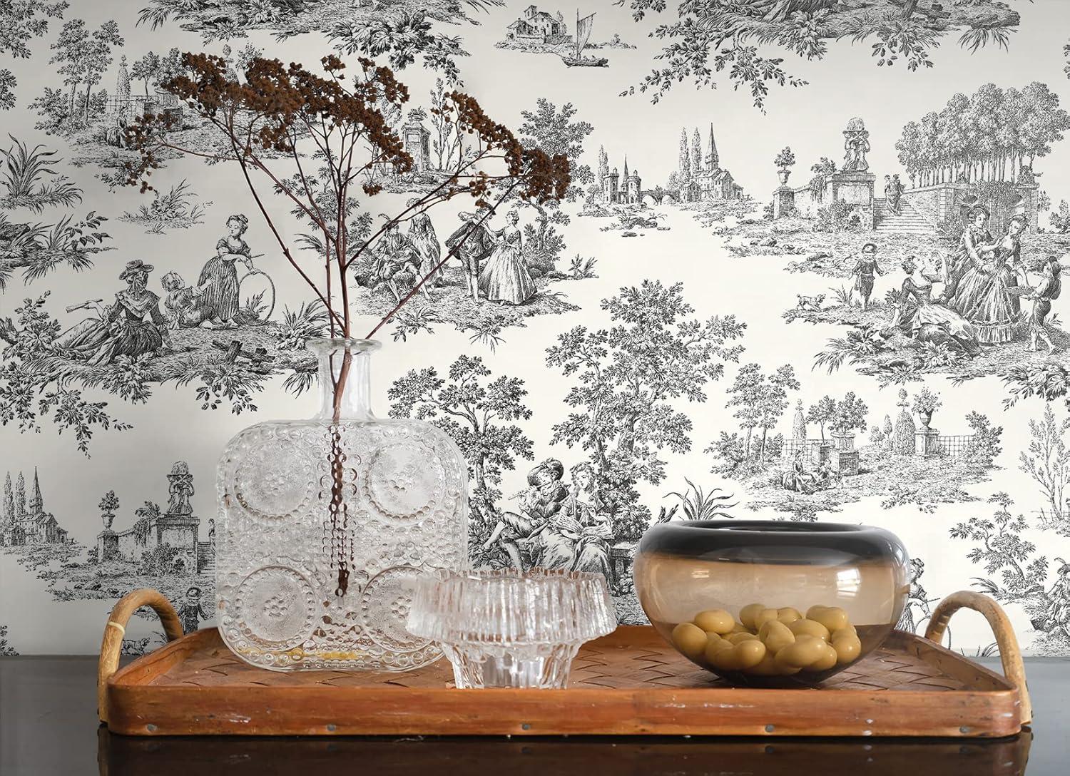 NextWall Inkwell Chateau Toile Peel and Stick Wallpaper