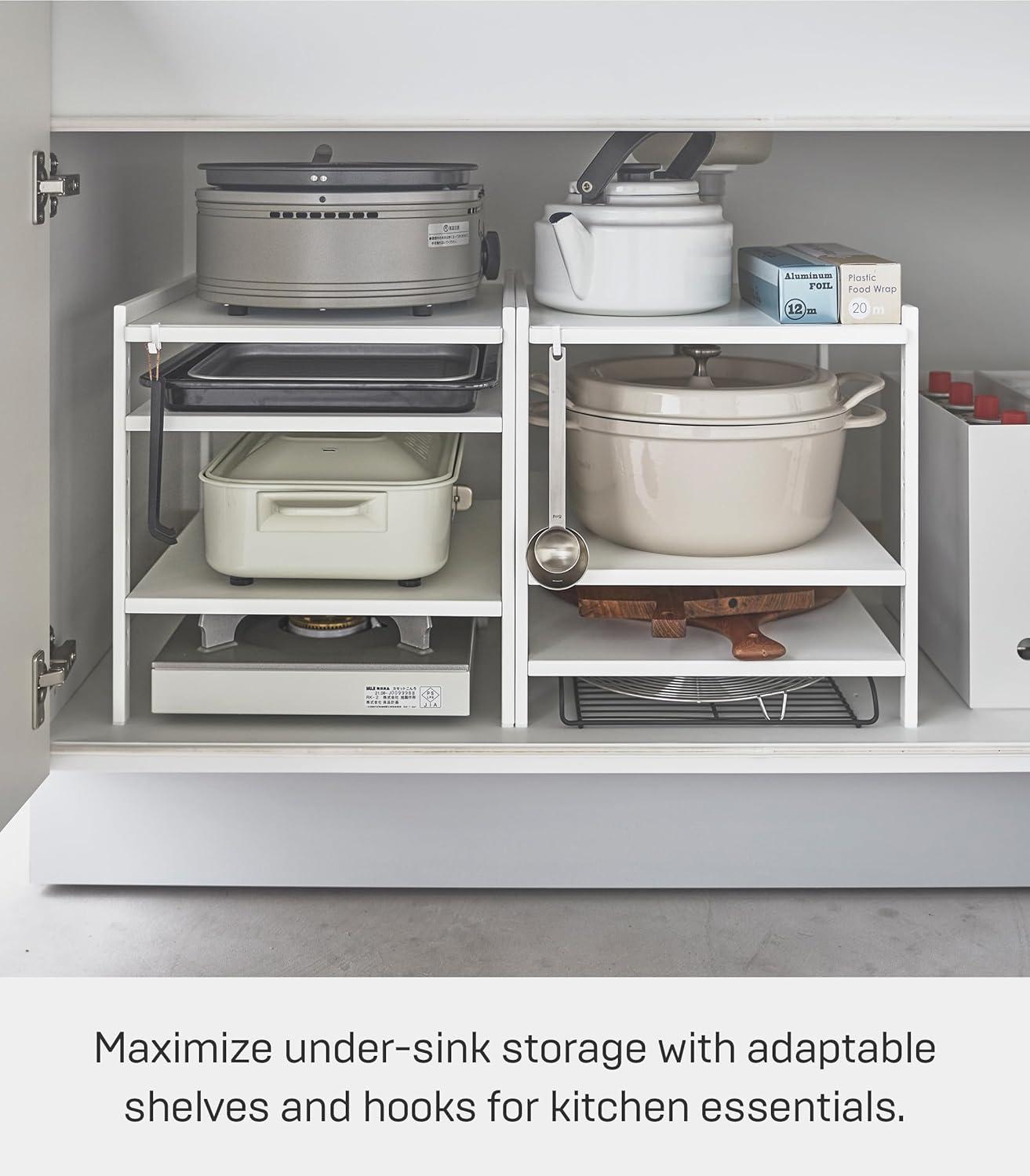 Yamazaki Home Yamazaki Home Three-Tier Cabinet Storage Rack, Steel, Adjustable
