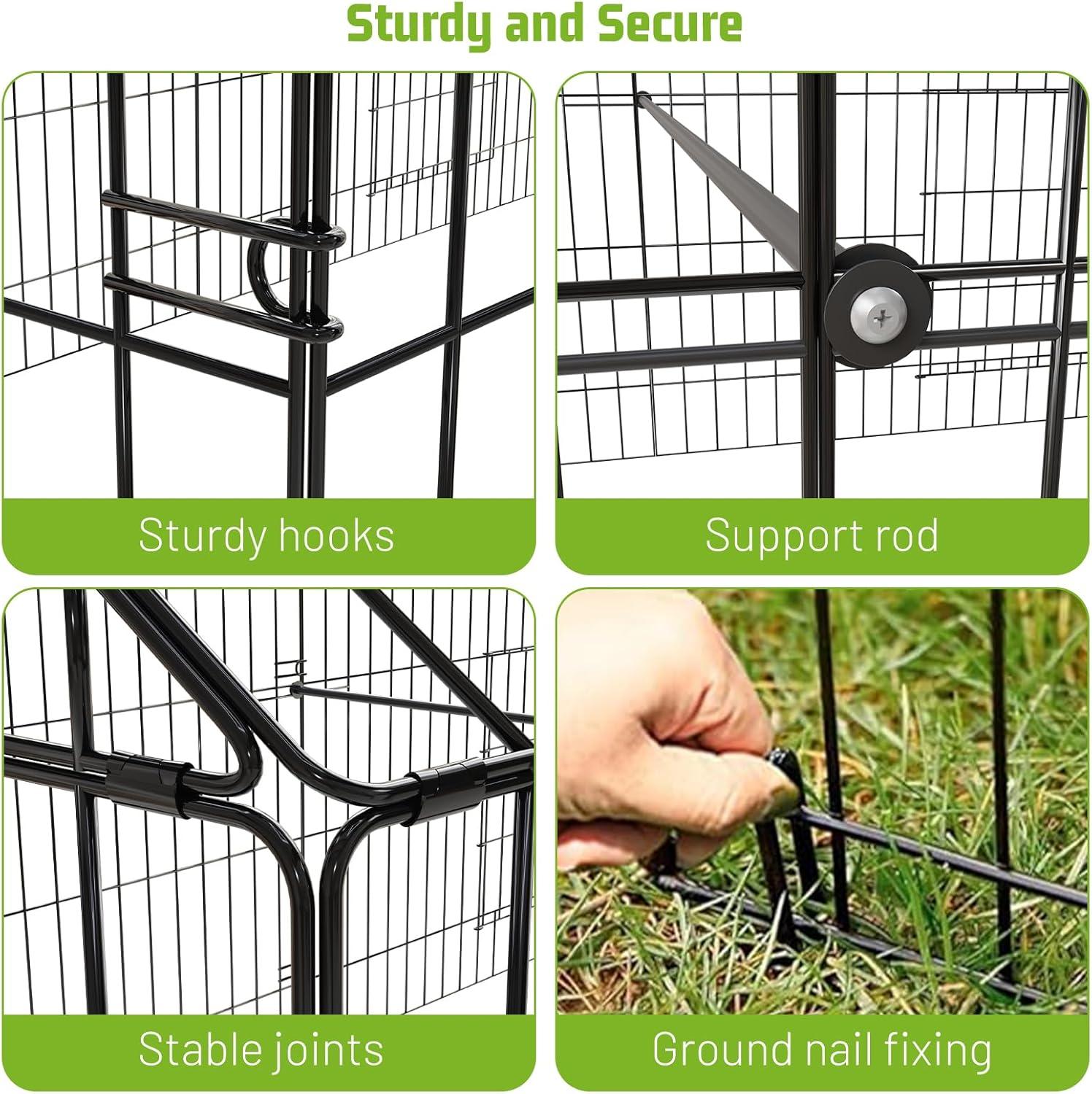 Metal Chicken Coop, 86 x 40 x 40 Inch Chicken Run for Yard with Waterproof Cover, Outdoor Portable Chicken Pen with 4 Doors, 1 Window, Chicken House for Small Animals Duck, Rabbit, Hen