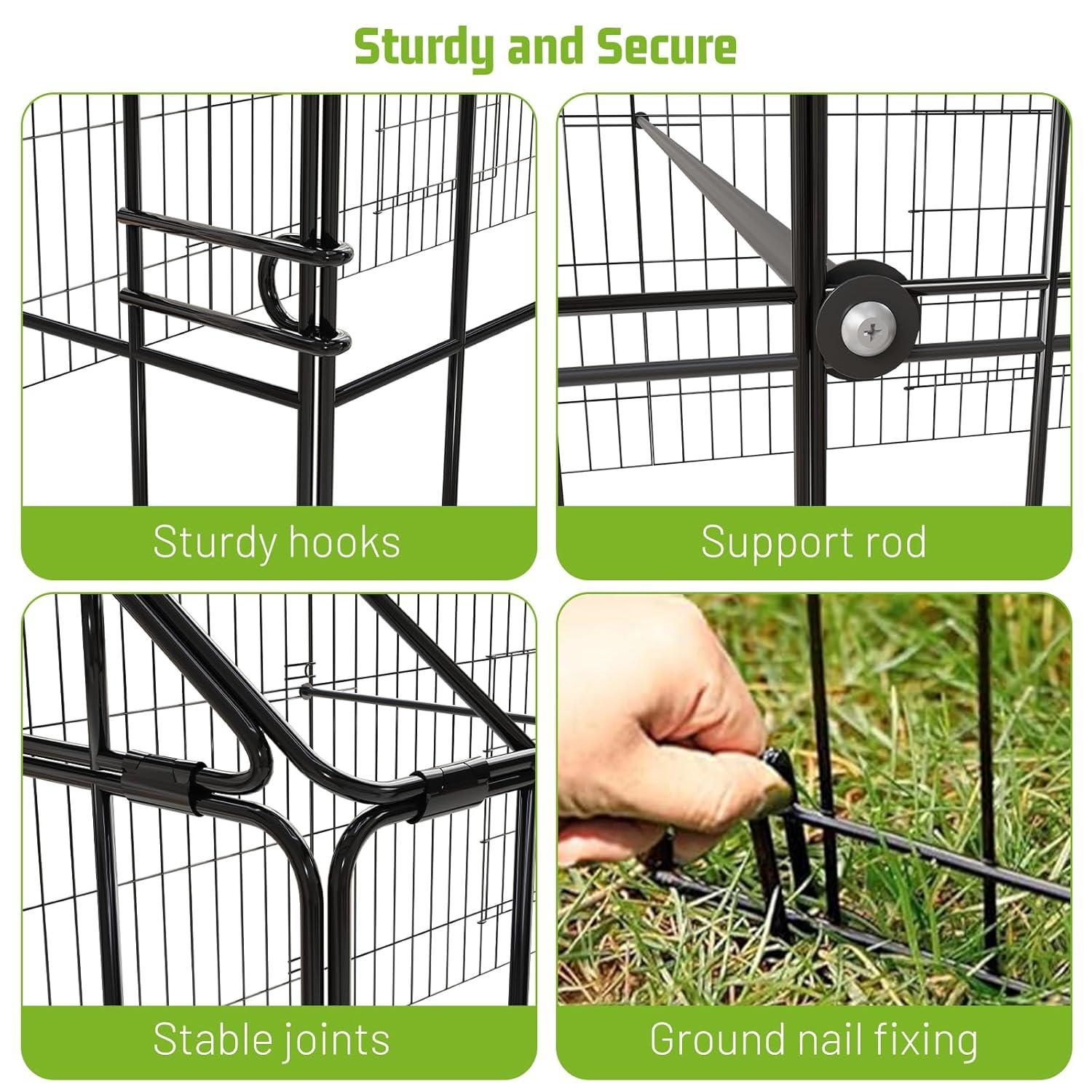 Metal Chicken Coop, 86 x 40 x 40 Inch Chicken Run for Yard with Waterproof Cover, Outdoor Portable Chicken Pen with 4 Doors, 1 Window, Chicken House for Small Animals Duck, Rabbit, Hen