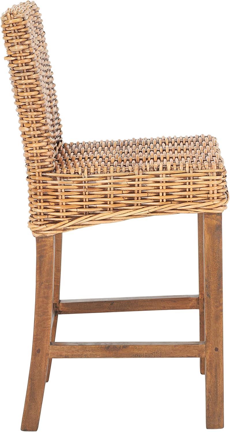 Tobie Rattan Counter Stool - White Washed - Safavieh