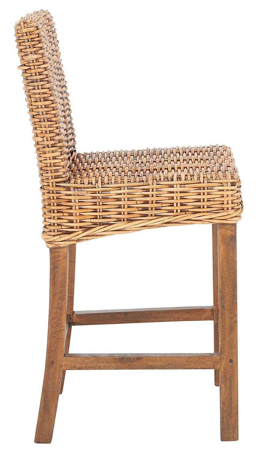 Tobie Rattan Counter Stool - White Washed - Safavieh