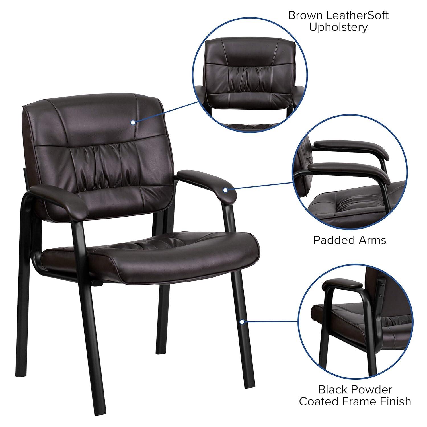 Emma and Oliver White LeatherSoft Executive Reception Chair with Black Metal Frame