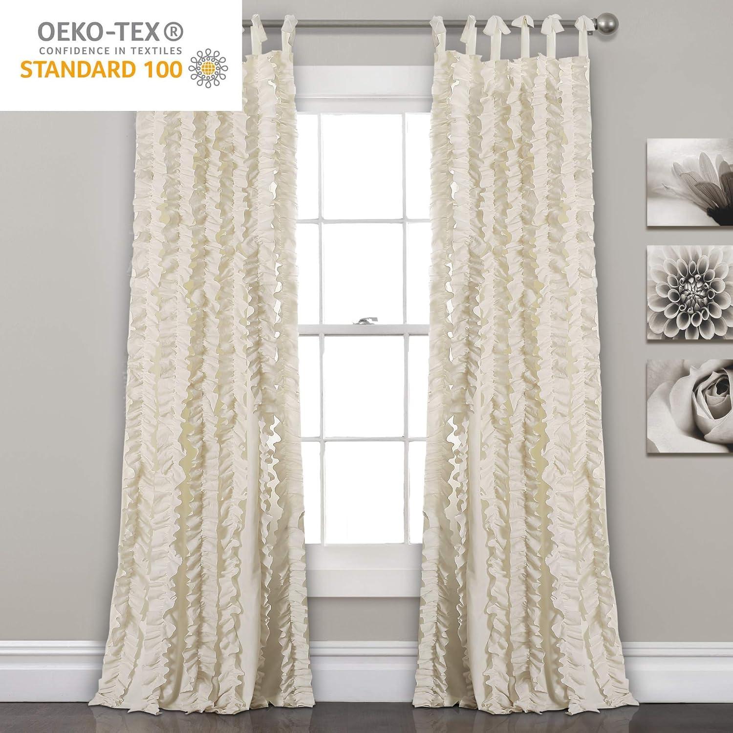 Lush Decor Sophia Ruffle Polyester Semi Sheer Curtain Pair (Set of 2)