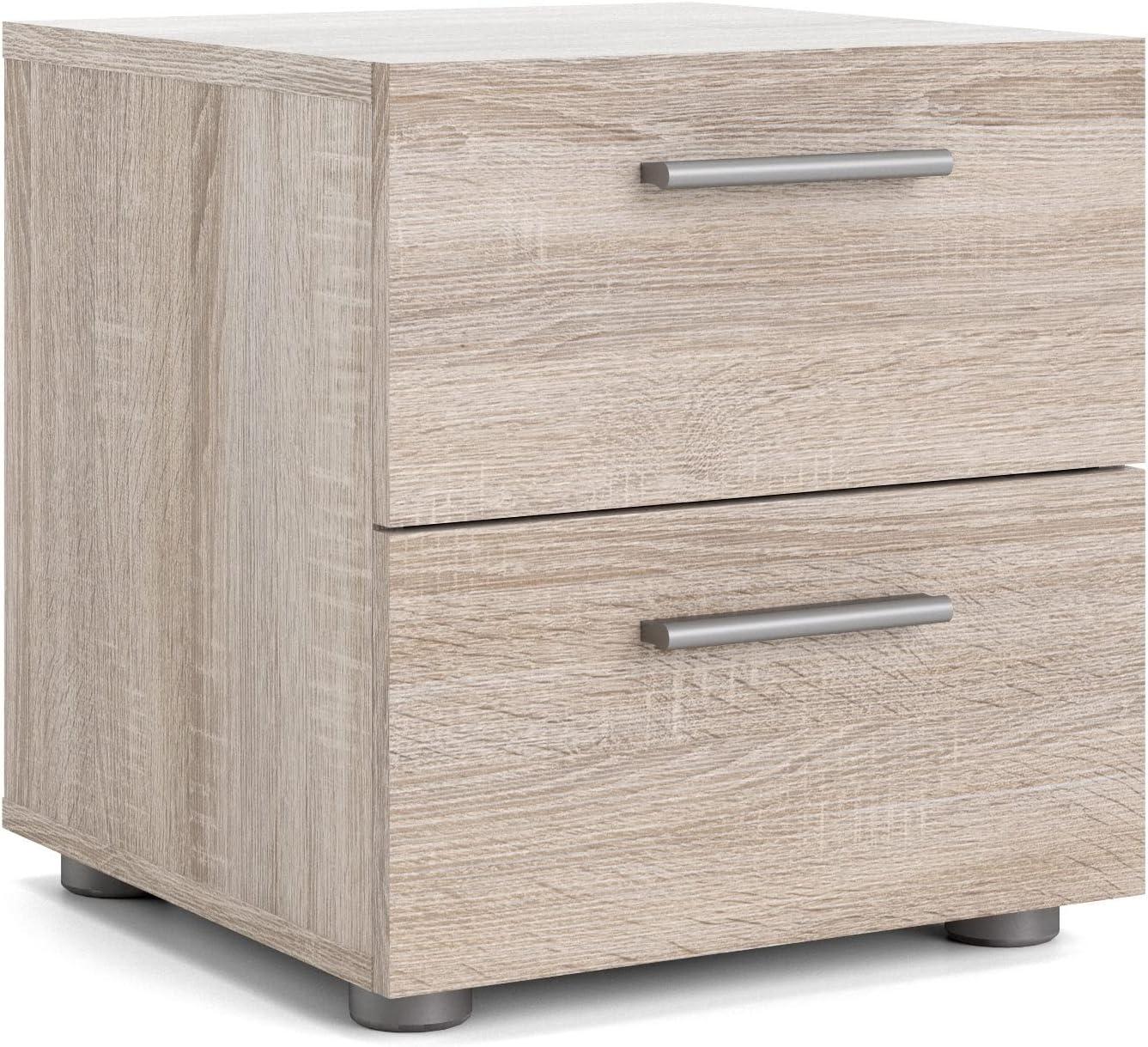 Truffle Transitional 2-Drawer Nightstand with Metal Accents