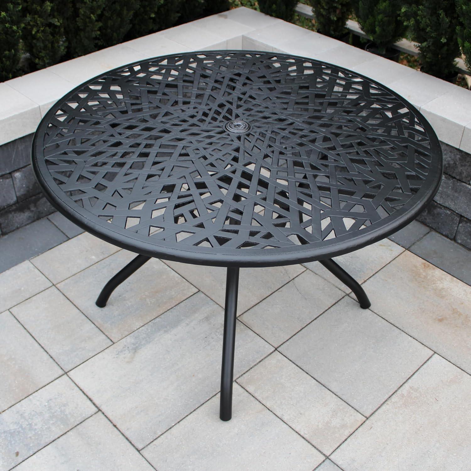 Oakland Living Corporation Modern Outdoor Mesh 48-in Aluminum Round Patio Dining Table - N/A Black