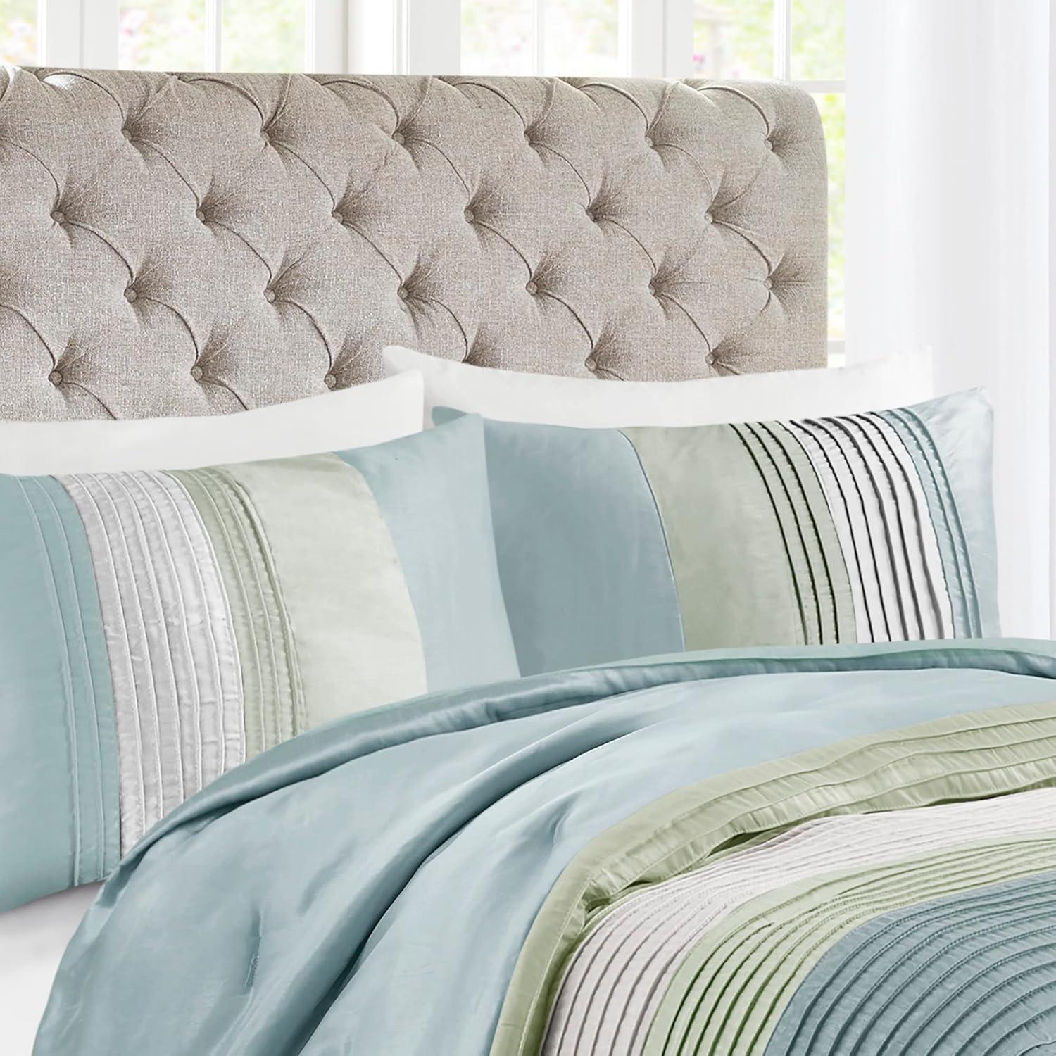 Madison Park Amherst 7 Piece Striped and Pleated Comforter Set