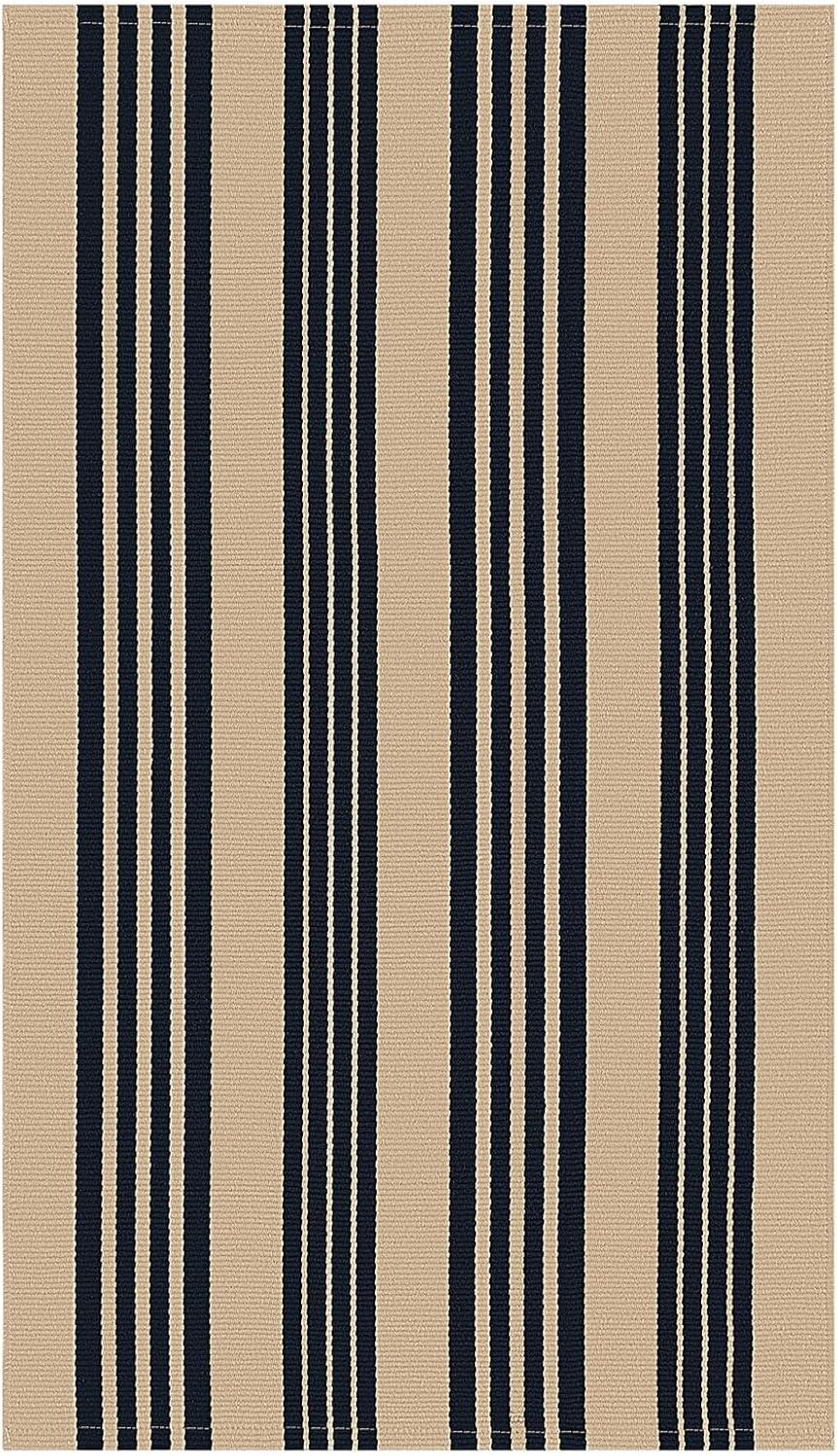 IOHOUZE Navy and White Striped Rug 2'x3' Front Door Rugs, Small Washable Area Rug for Front Porch, Spring Summer Doormats Outdoor Indoor, Cotton Rugs for Entryway Porch Entrance