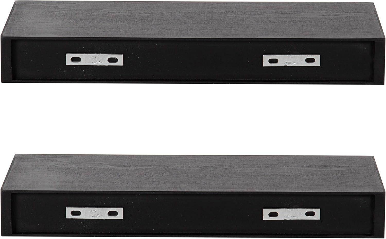 Havlock 18'' Black Wood Modern Floating Cube Shelves - Set of 2