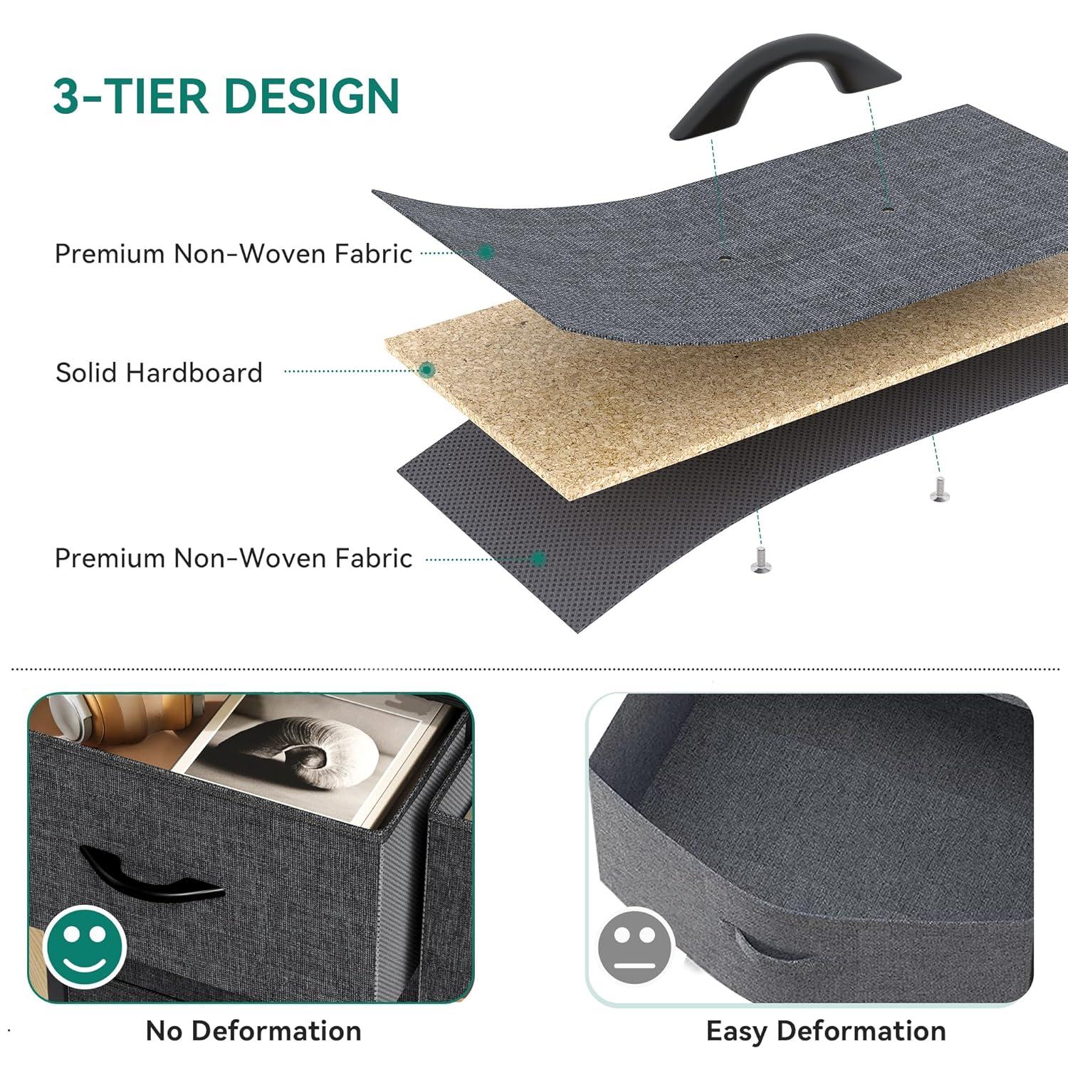 DWVO Dresser for Bedroom, Fabric Dresser with 8 Drawers, Tall Dresser, Chest of Drawers for Closet, Living Room