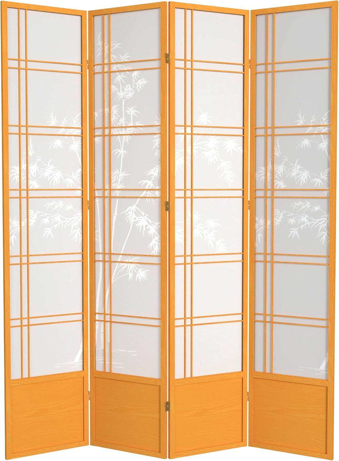 Extra Tall Honey Bamboo Shoji Screen with 4 Panels