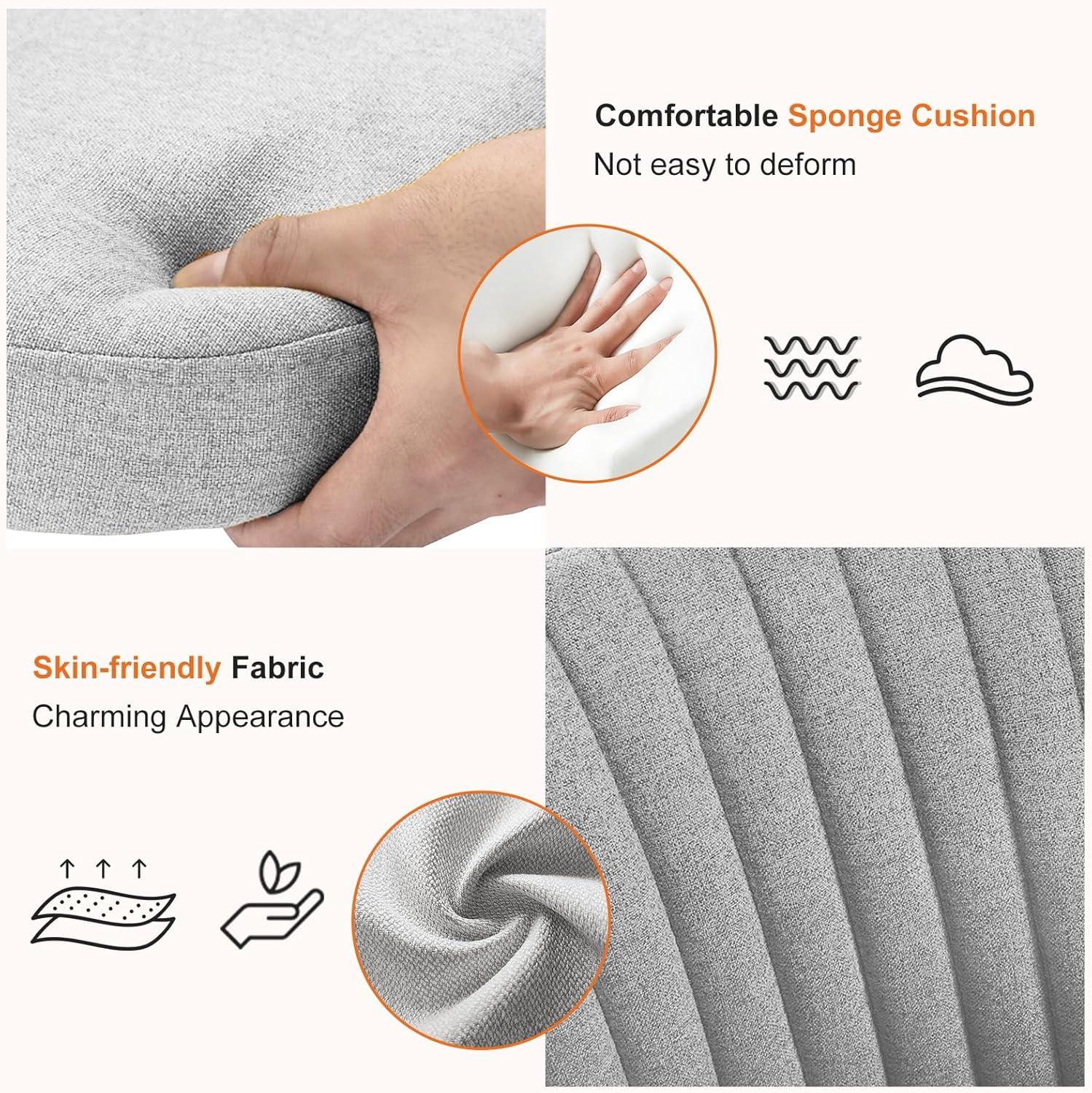 Sweetcrispy Armless Office Chair, Modern Fabric Home Office Desk Chairs with Wheels Adjustable Swivel Task Computer Vanity Seat for Small Spaces