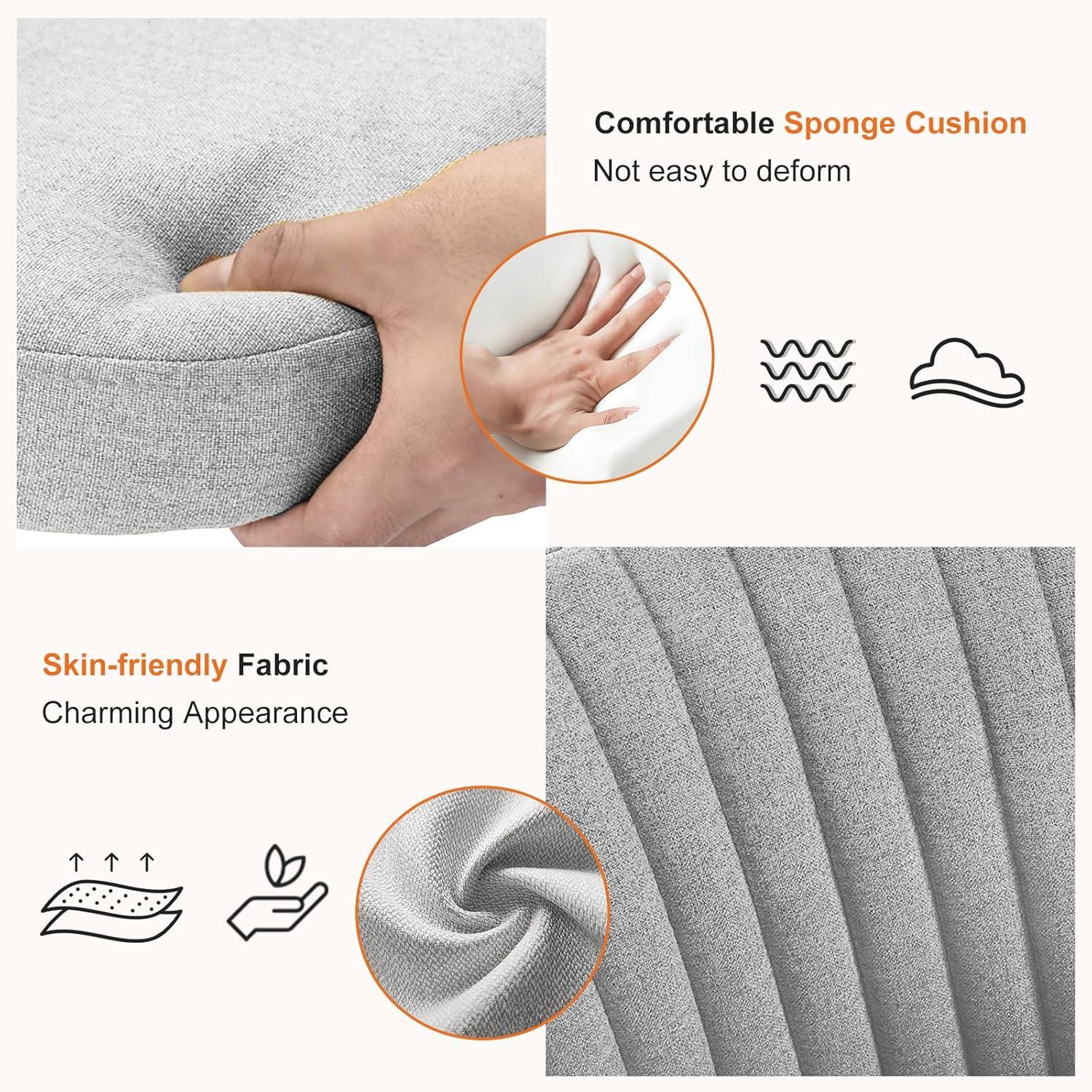 Sweetcrispy Armless Office Chair, Modern Fabric Home Office Desk Chairs with Wheels Adjustable Swivel Task Computer Vanity Seat for Small Spaces