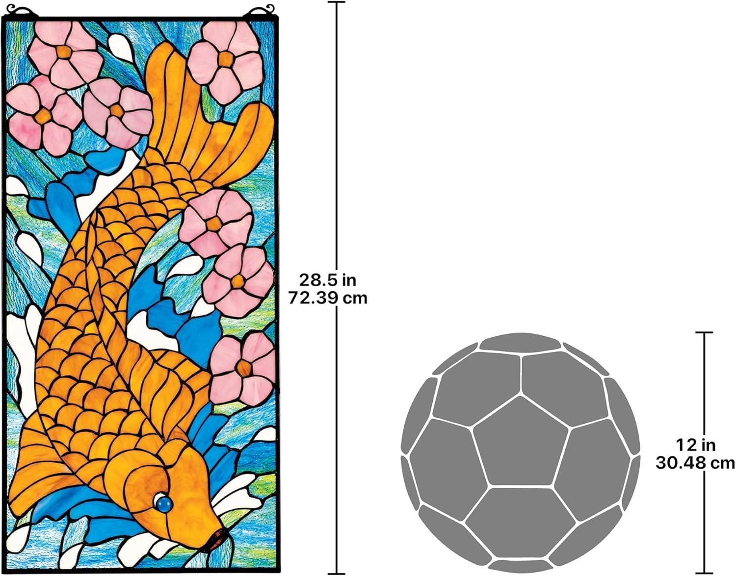 Design Toscano Asian Koi Stained Glass Window Panel