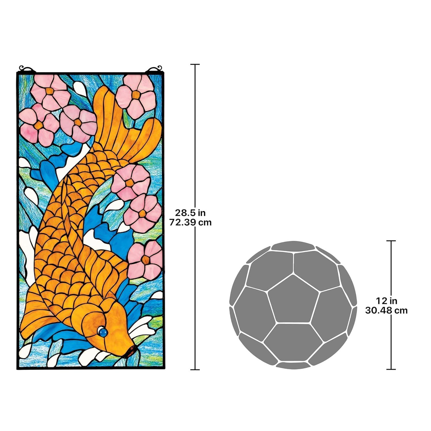 Design Toscano Asian Koi Stained Glass Window Panel