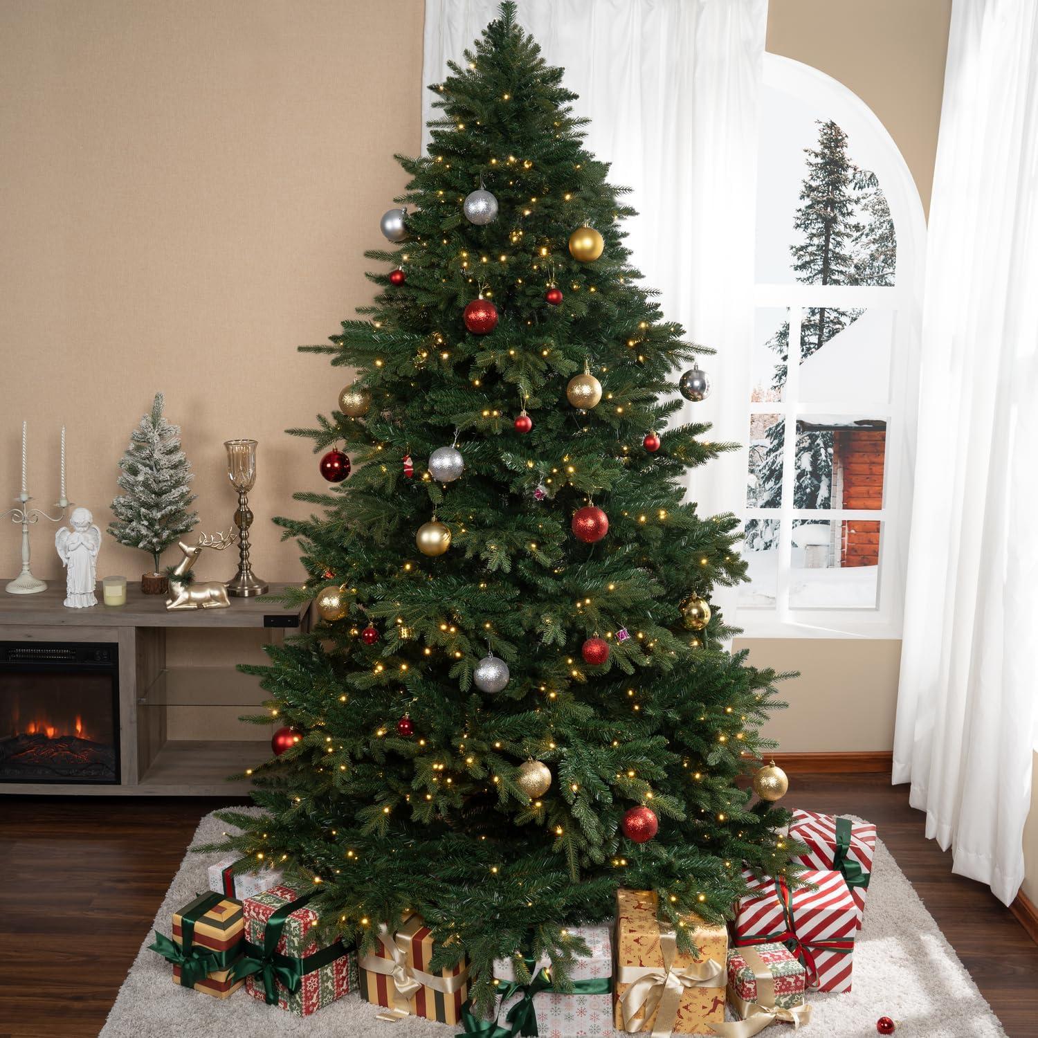 7.5ft Green Prelit Artificial Christmas Tree with Warm Lights