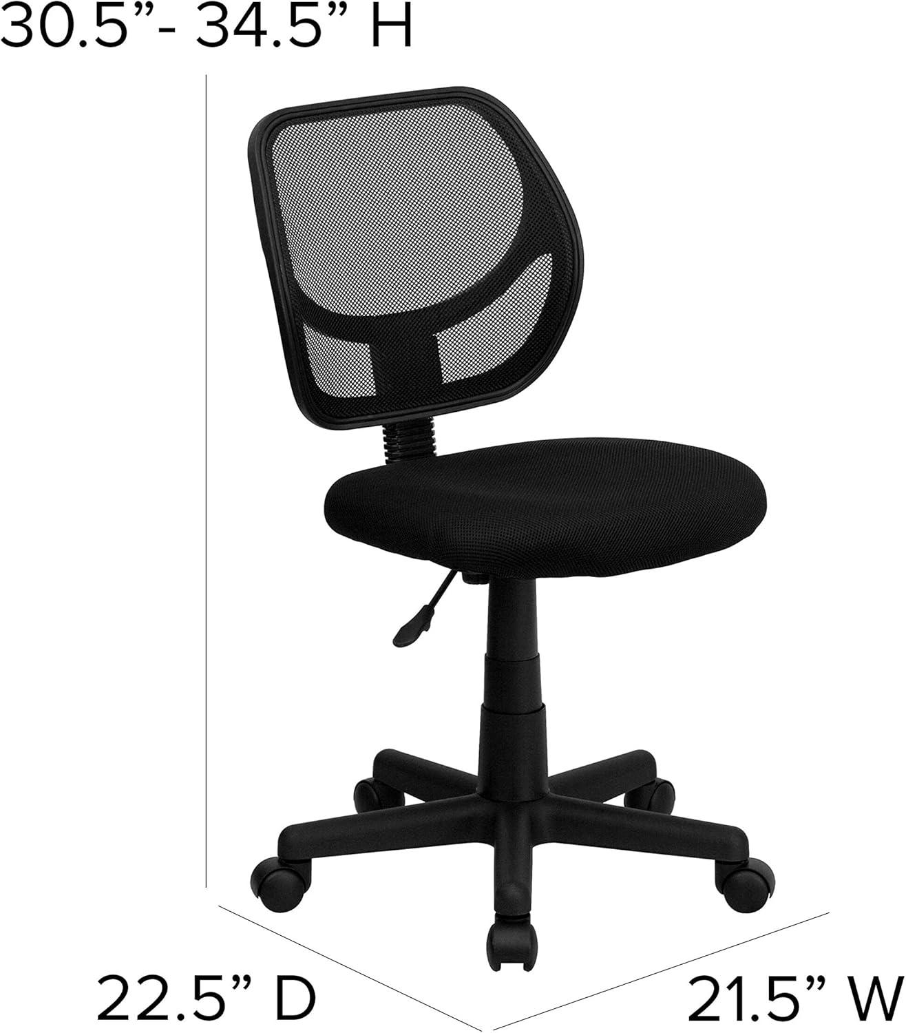 Flash Furniture Low Back Black Mesh Swivel Task Office Chair with Curved Square Back