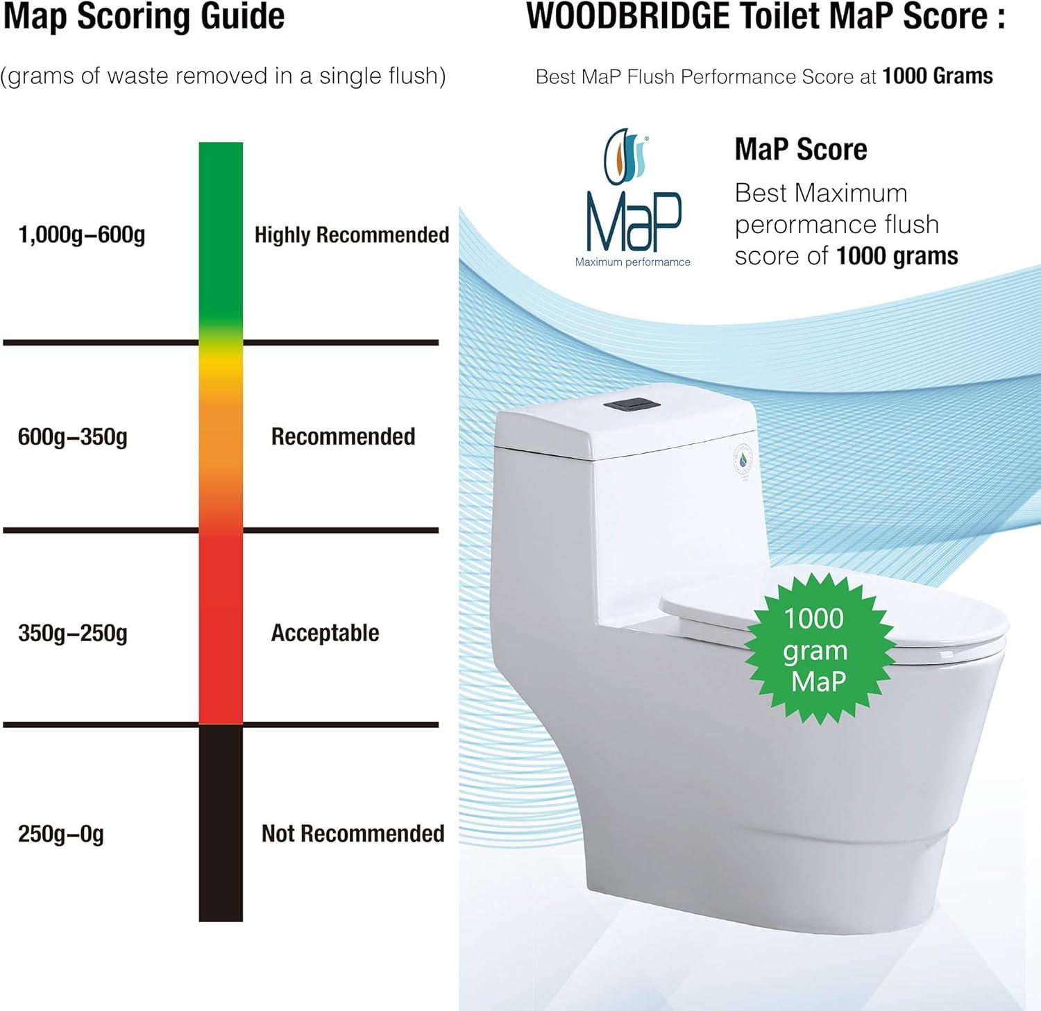 1.28 GPF Elongated Comfort ADA Height One Piece Dual-Flush Toilet with Soft-Closing Seat,MAP Flushing 1000G