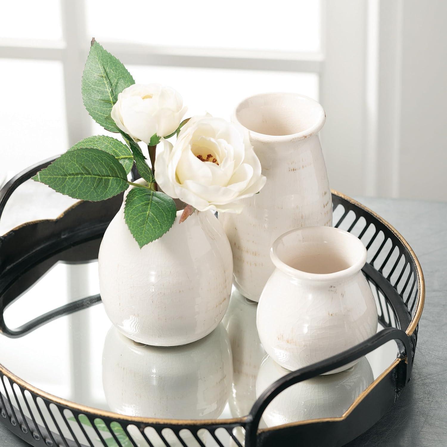 Sullivans Set of 3 Petite Ceramic Vases 3"H, 4.5"H & 5.5"H White
