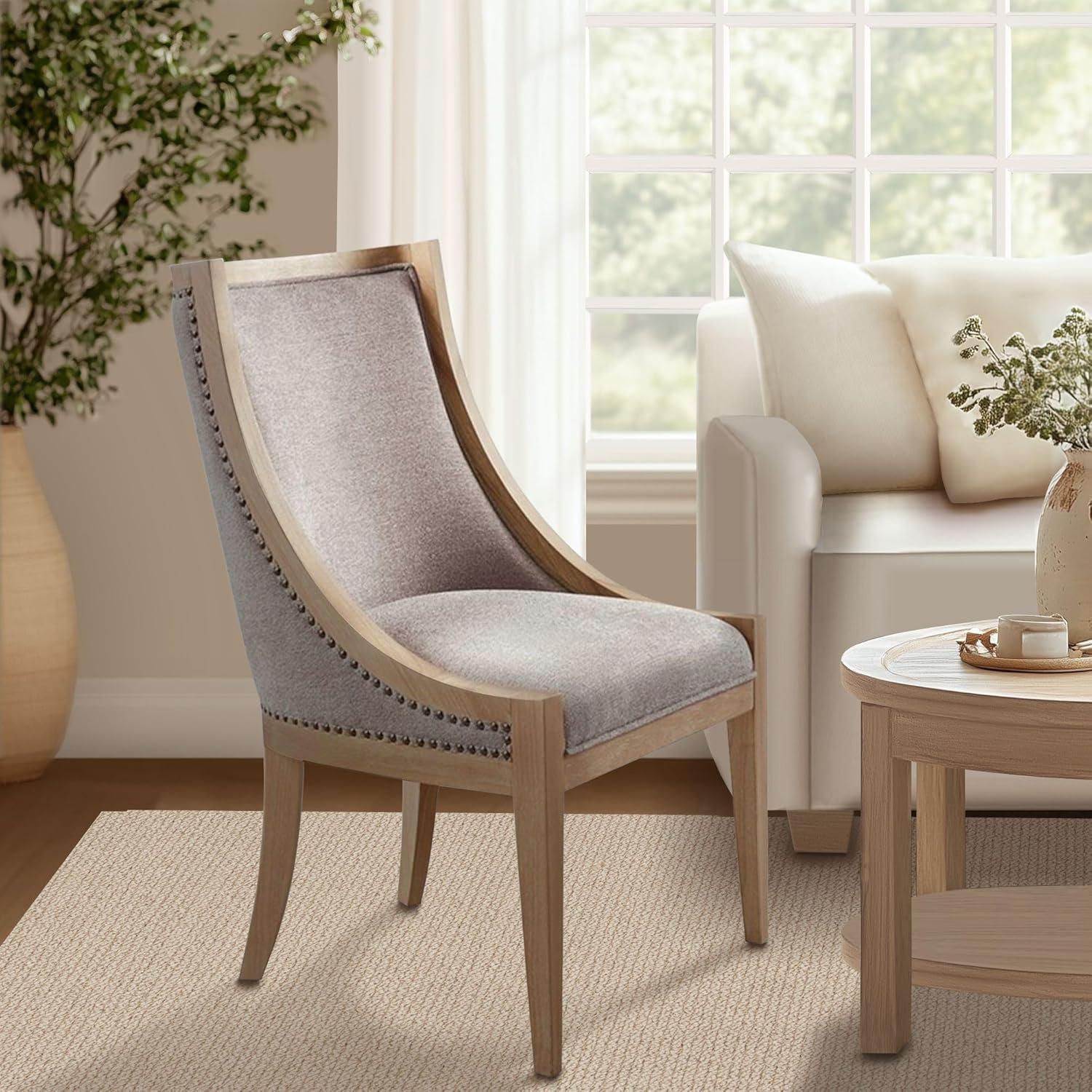Martha Stewart Martha Stewart Elmcrest Wood Upholstered  Dining Chair with Nailhead Trim